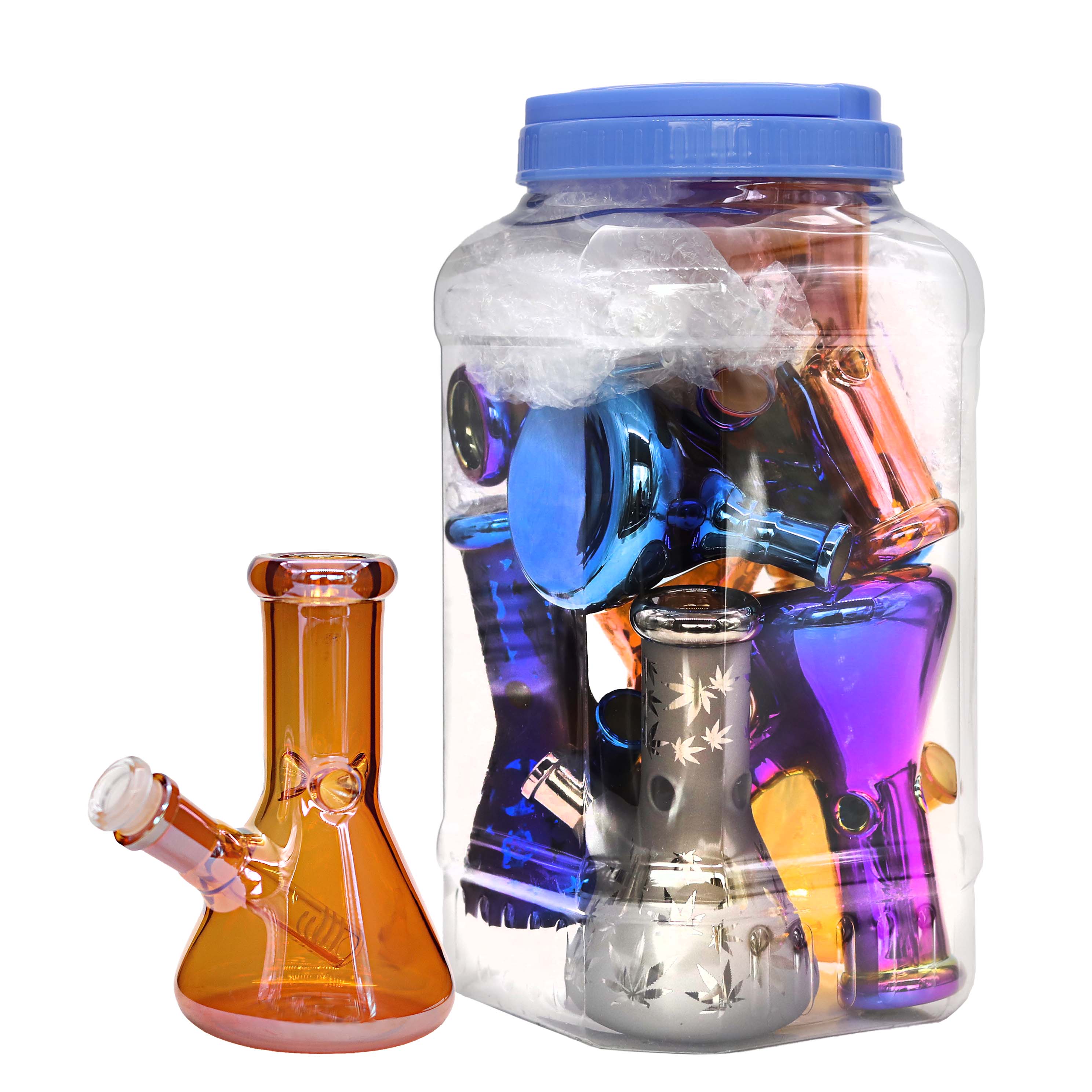 Electroplated Mixed Designs Waterpipe (WP9402) | 7 inch | 8 Count Display product image