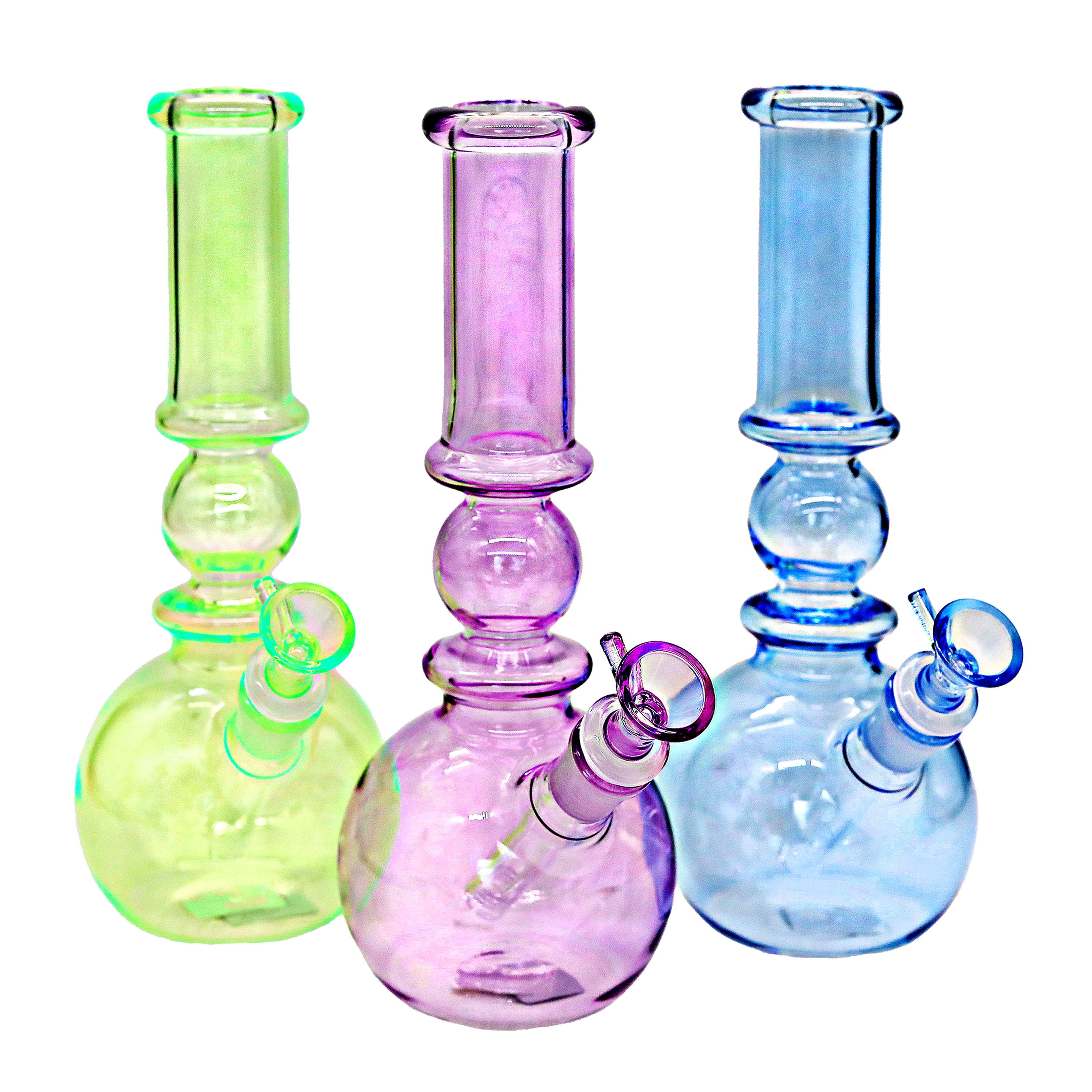 Electroplated Triple Ring Pot Shaped Waterpipe (WPB1022E/P) | 10 inch | Assorted Colors product image
