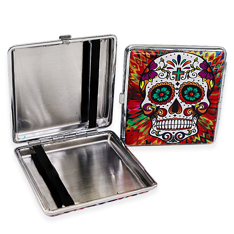 Embossed Skull King Cigrette Leather Case (CLC40) | 8 Count Display | Assorted Designs product image