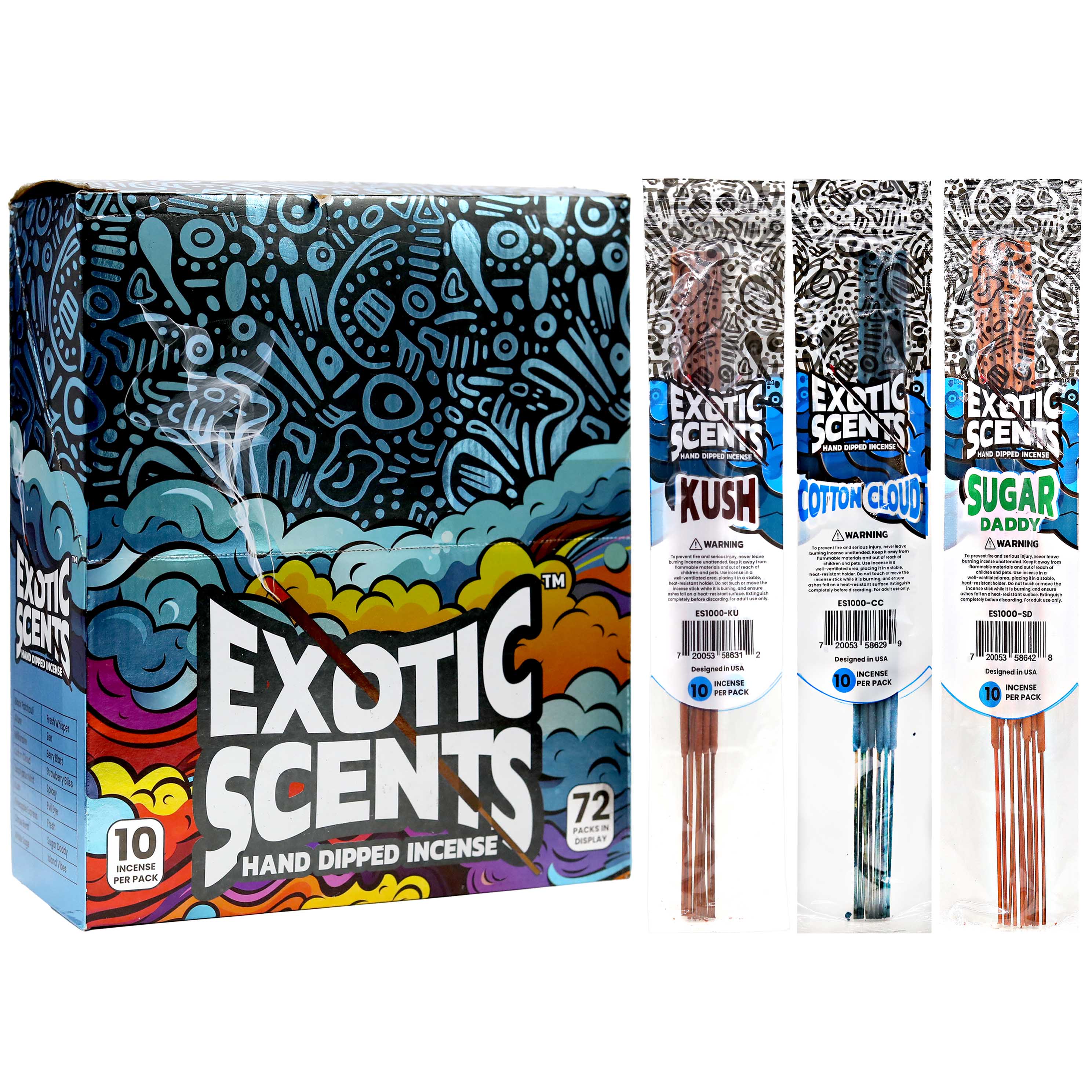 Exotic Scents Hand Dipped Incense Display | 10 Count | 72 Count Display product image