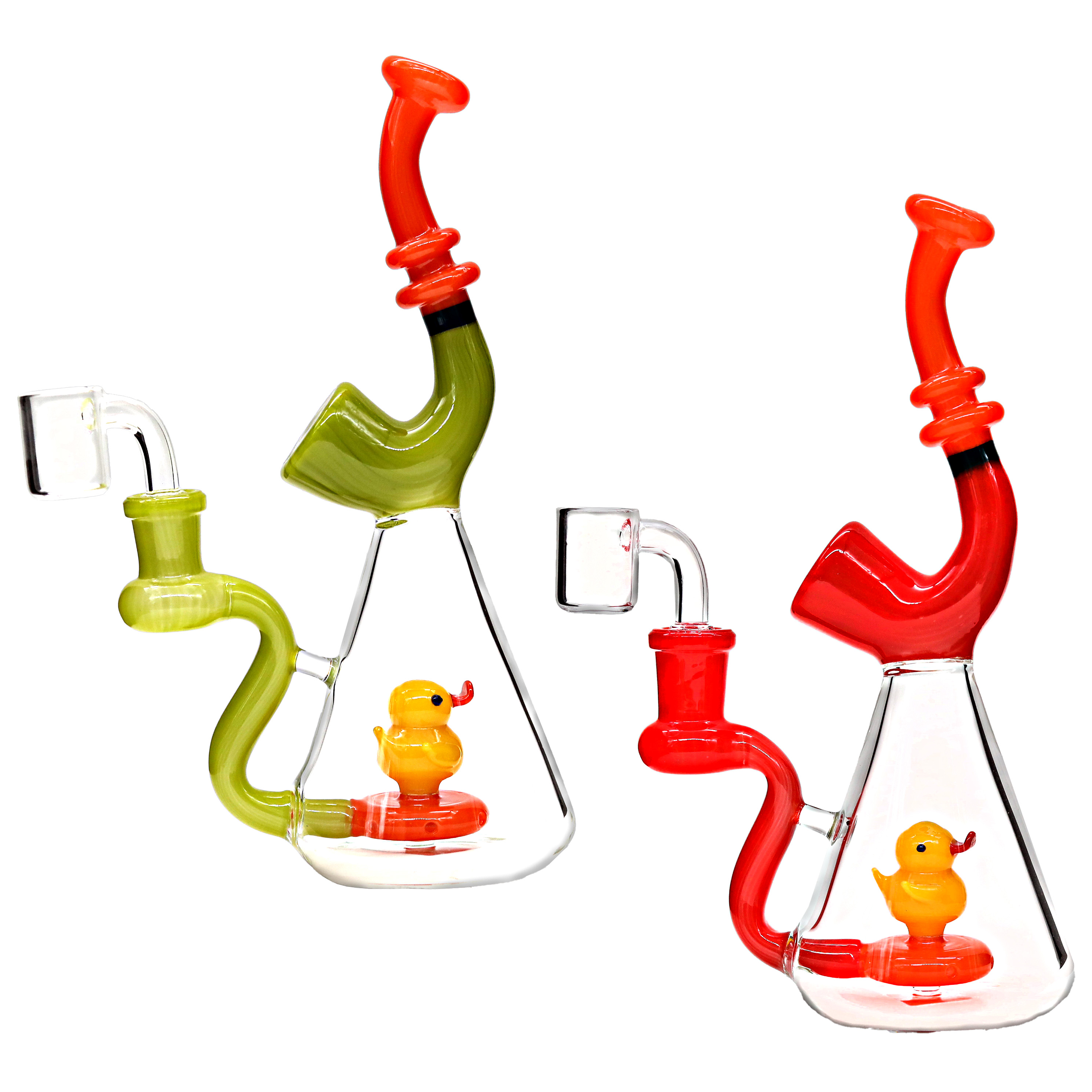 Cignature Slyme Color Duck Perc Tobacco Pipe Shaped Beaker Waterpipe (FGP4106) | 9 inch | Assorted Colors product image