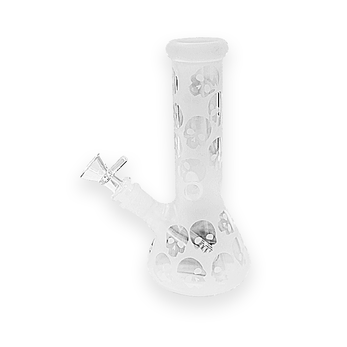 Frosted Color Mixed Designs Mini Beaker Waterpipe (WPM0140) | 8 inch product image