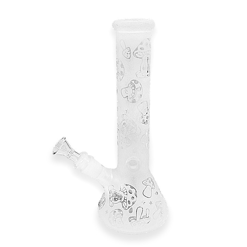 Frosted Look Mixed Designs Beaker Waterpipe (WPM0141) | 10 inch product image
