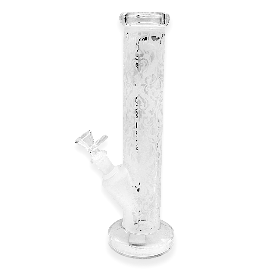 Frosted Look Mixed Designs Cylindrical Waterpipe (WPM0091) | 12 inch product image