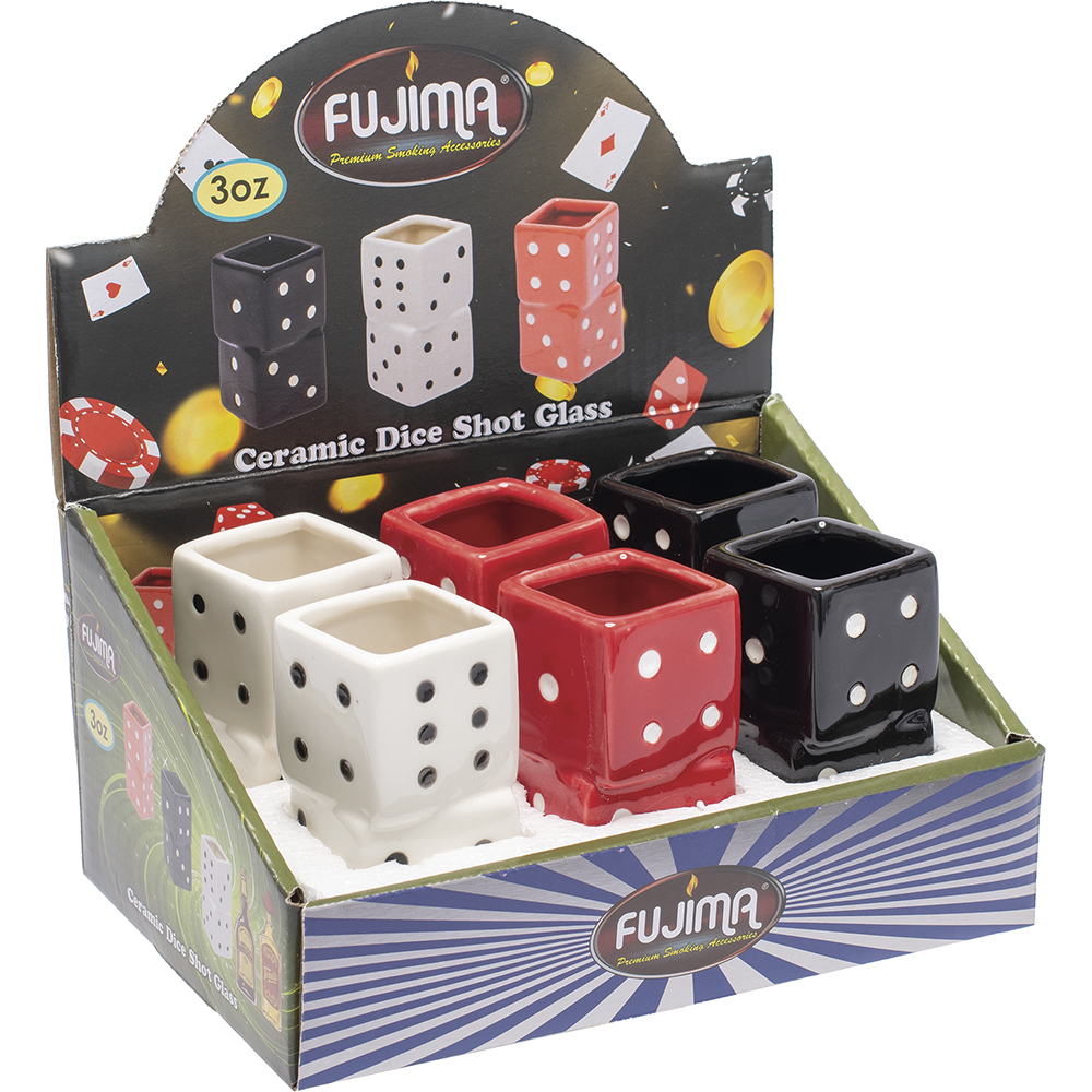 Fujima Ceramic Dice Shot Glasses (SGD1) | Large | 3oz | 6 Count Display product image
