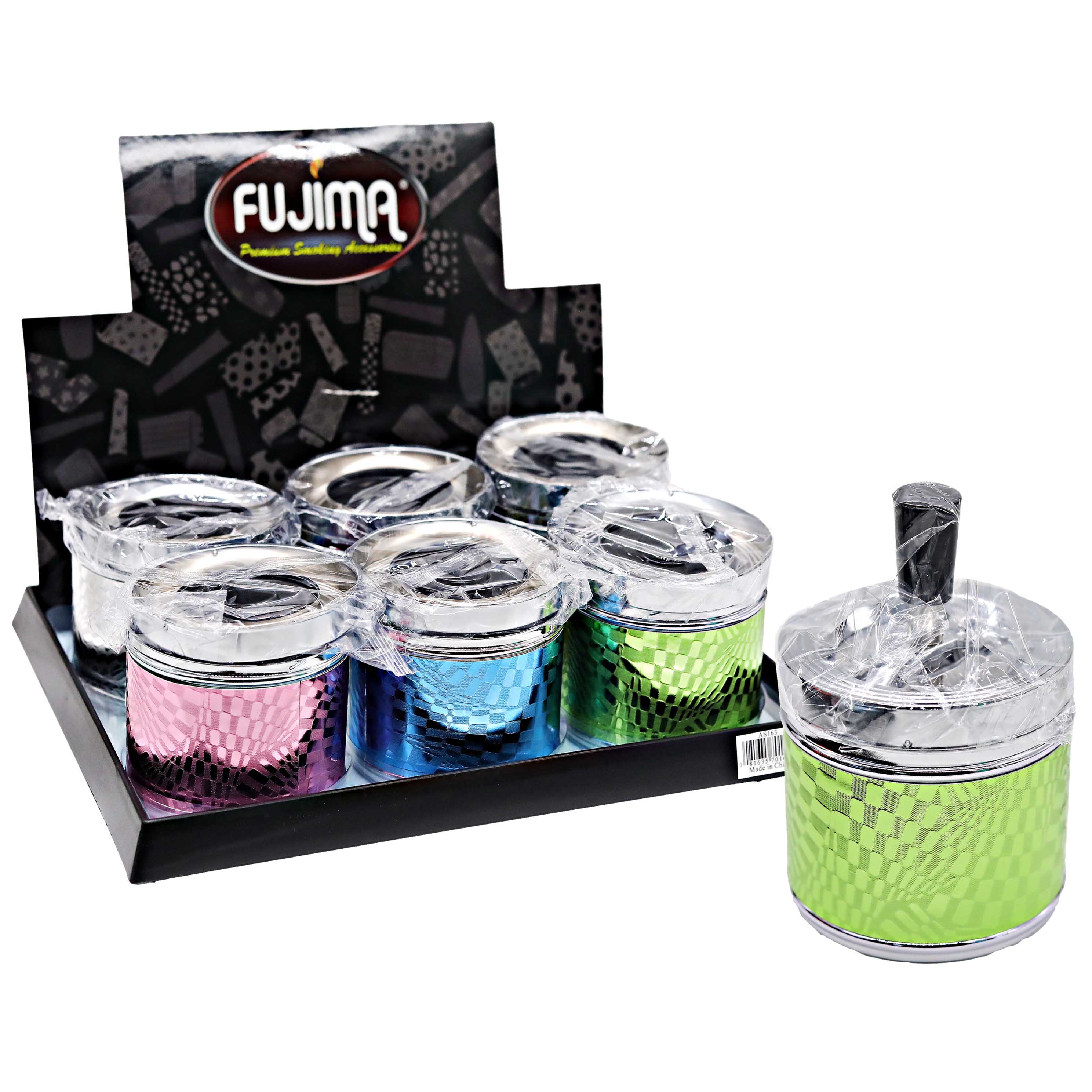 Fujima Funny Sayings Spinner Aluminium Ashtray (AS163) | 6 Count Display | Assorted Colors product image