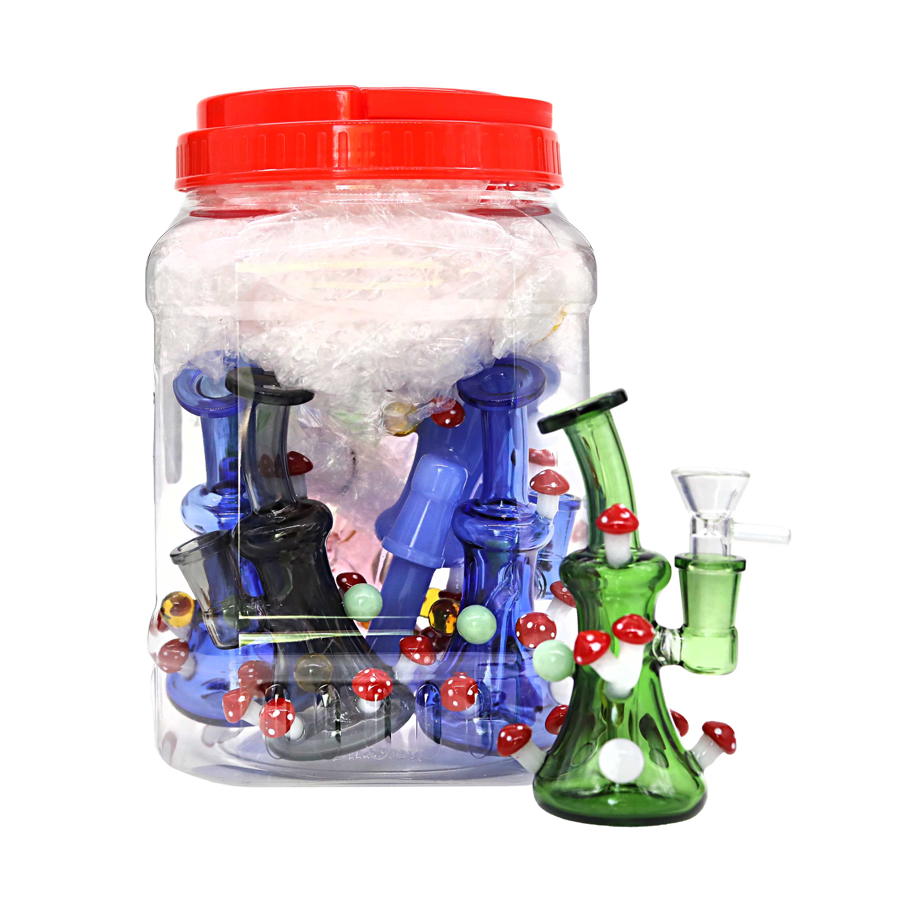 Full Color Mushroom Mini Beaker Bent Neck Waterpipe (WP8078) | 5 inch | 8 Count Display product image
