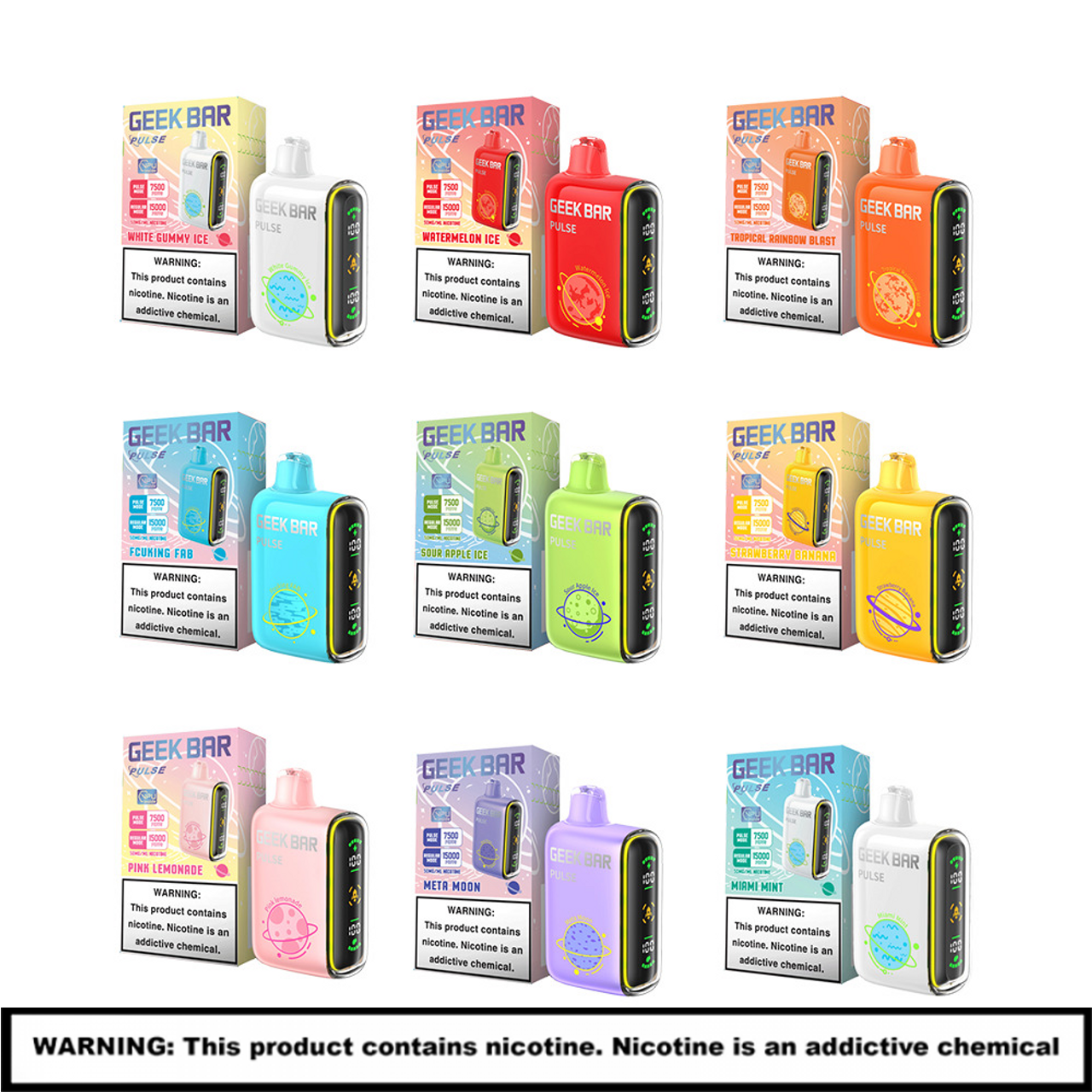 Geekbar Pulse Disposables | 5% Nicotine | 15000 Puffs | 5 Count Display product image