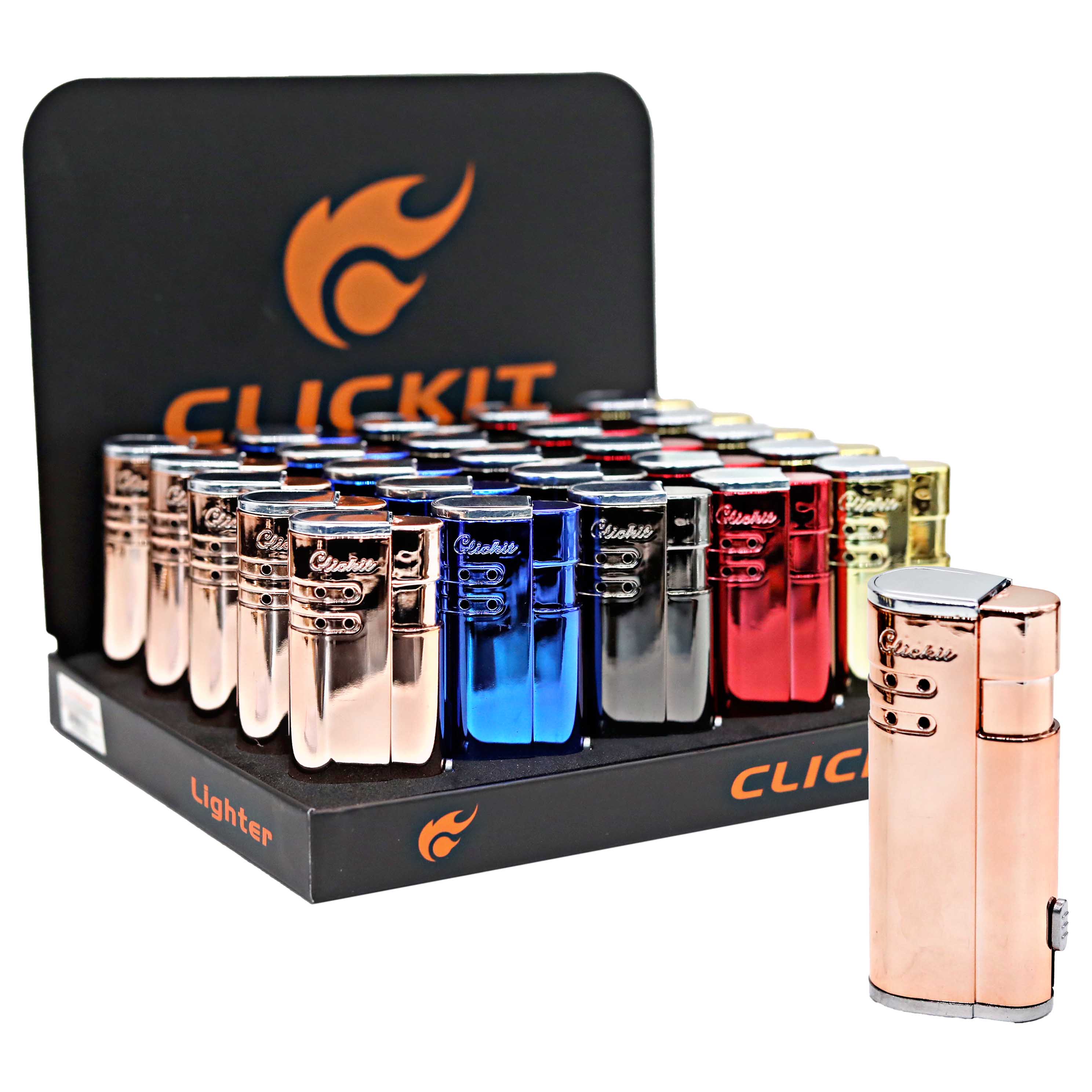 Clickit Flip Top Triple Torch Lighters (GH-10868) | 25 Count Display product image