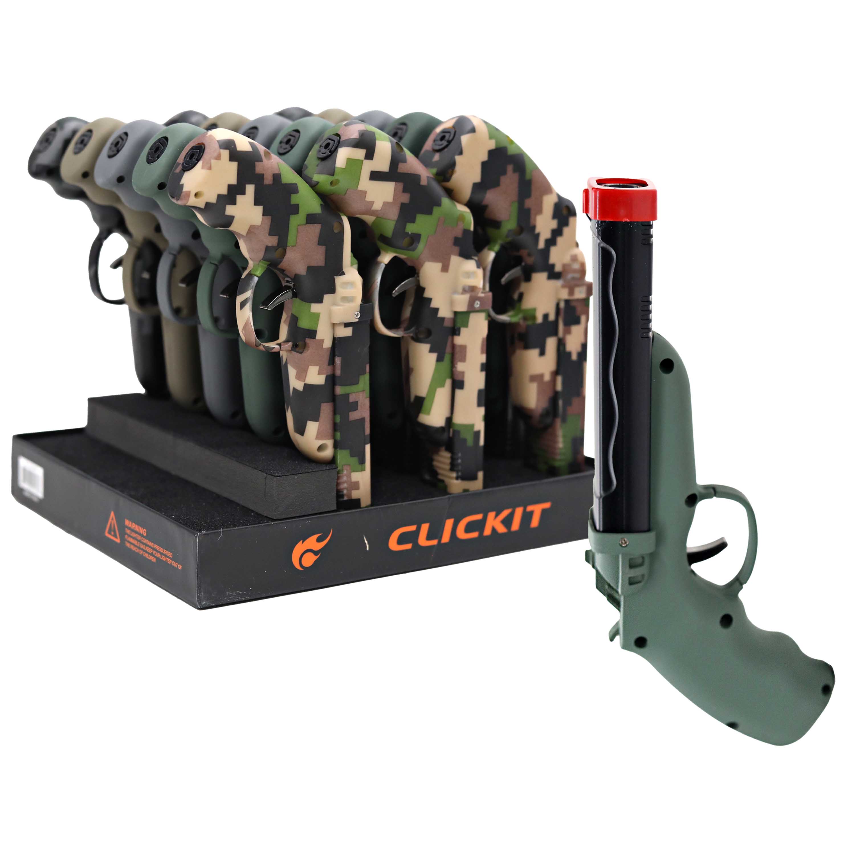 Clickit Pistol Double Torch Lighters (GH-4848) | 15 Count Display product image