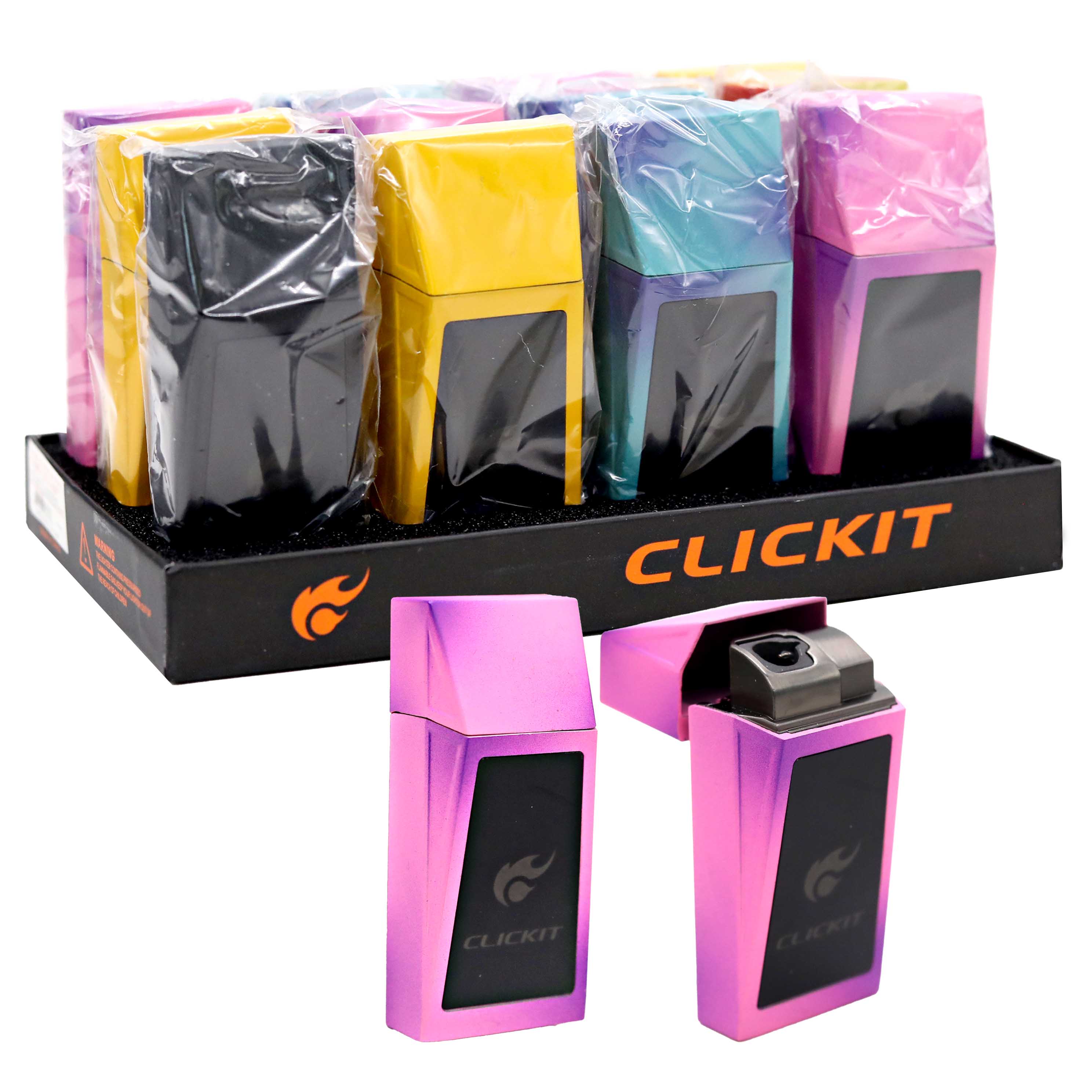 Clickit Double Shaded Cyber Tank Flame Lighters (GH-4937) | 12 Count Display product image