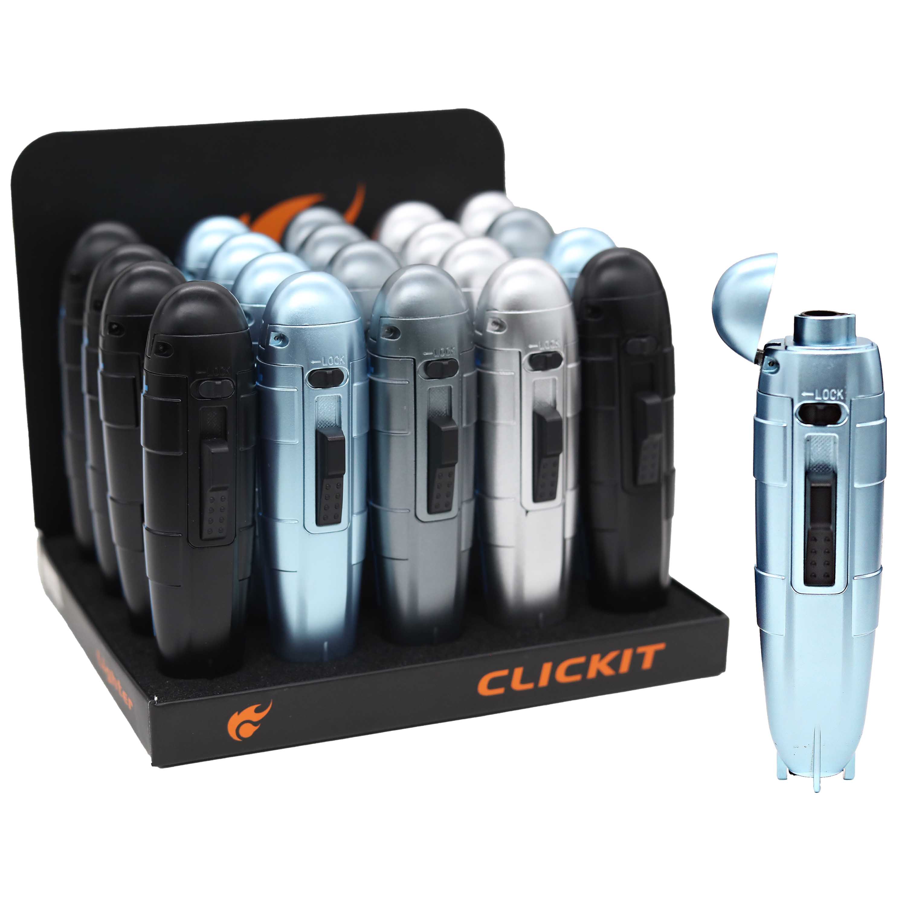 Clickit Submarine Flip Open Torch Lighters (GH-5994) | 20 Count Display product image