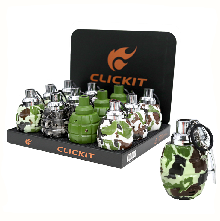 Clickit Large Grenade Torch Lighters (GH-6667) | 12 Count Display product image