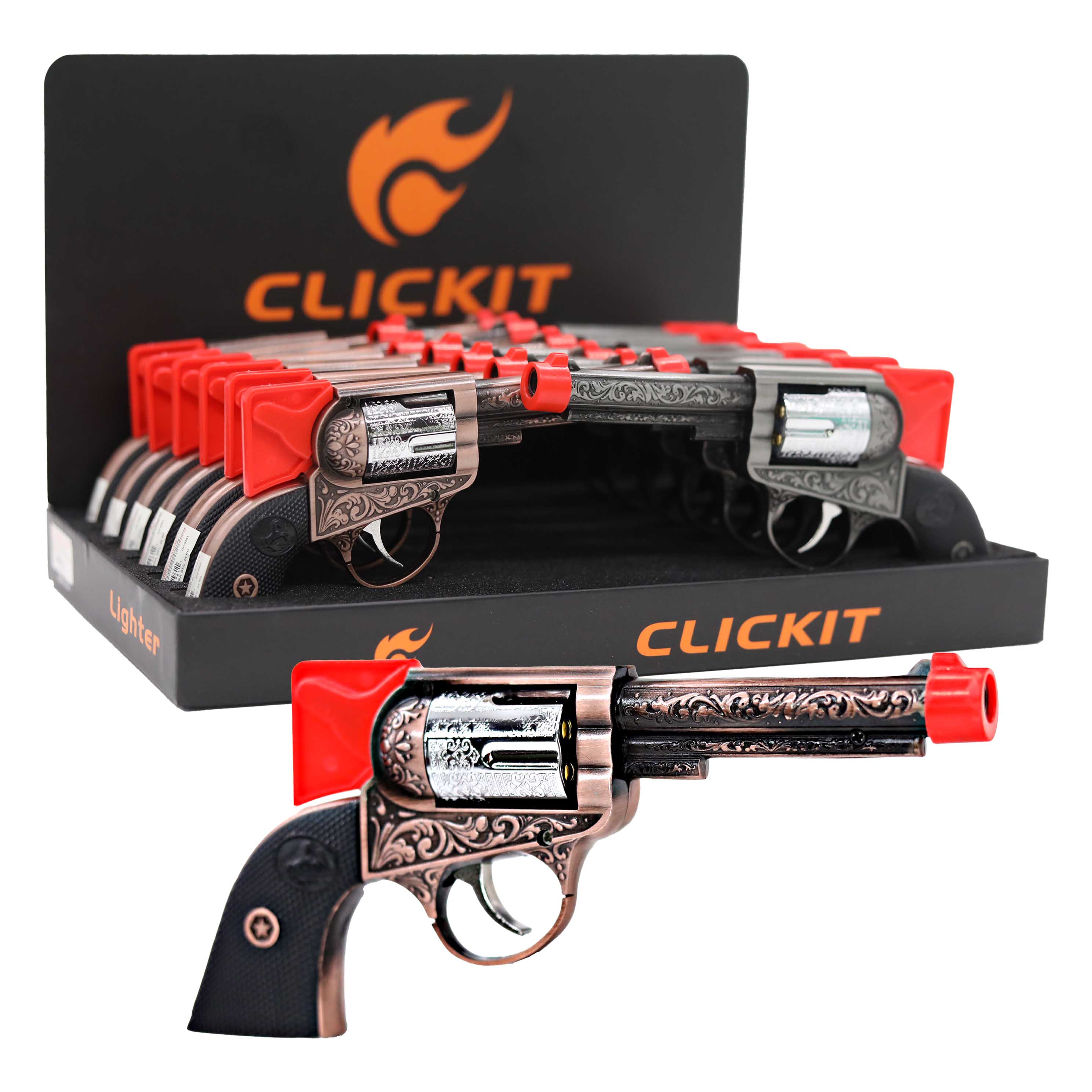 Click It Single Torch Patterned Revolver Lighter (GH-9561) | 12 Count Display product image