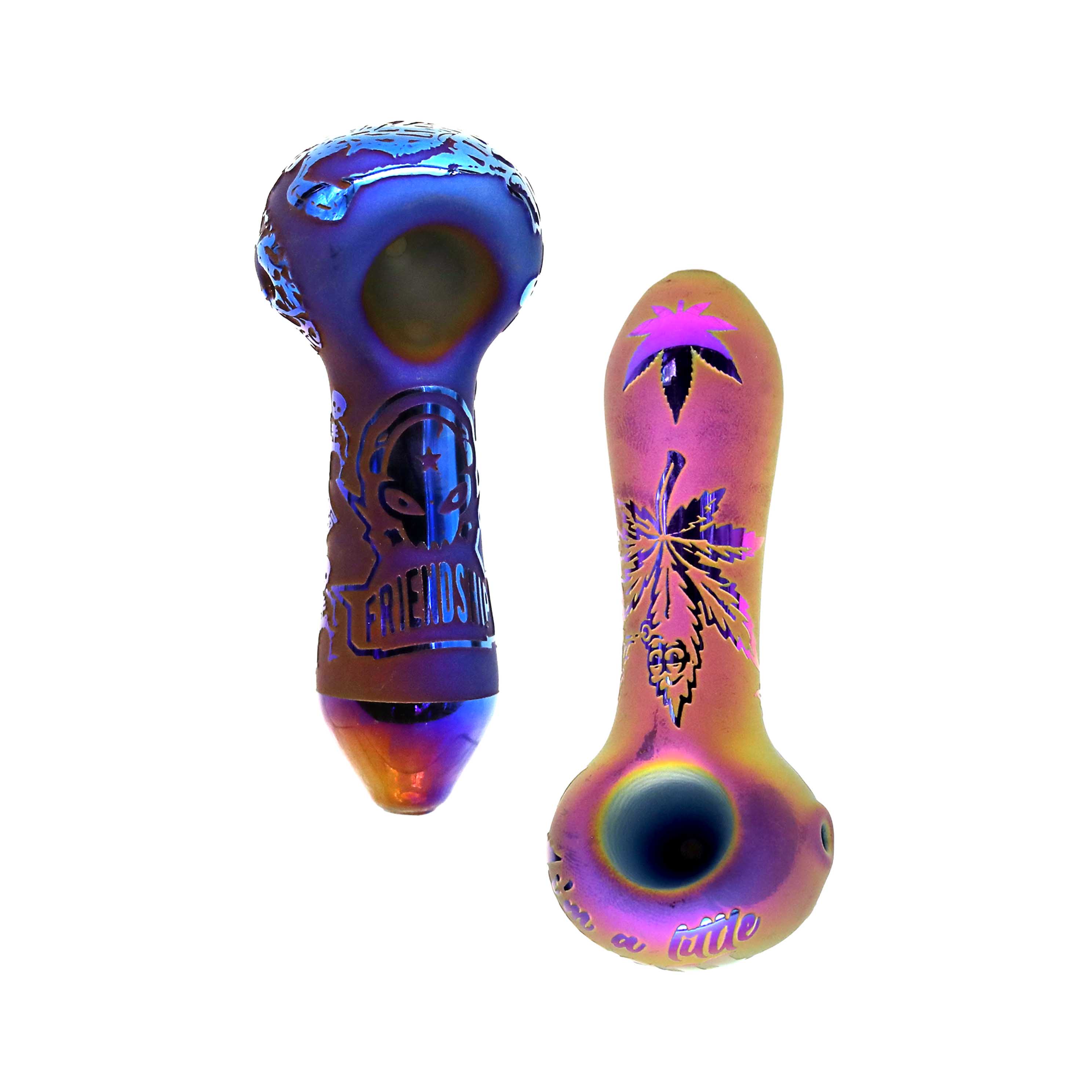 Electroplated Rainbow Shaded Mixed Designs Handpipe (GHP328/329/330) | 4 inch | Assorted Colors product image