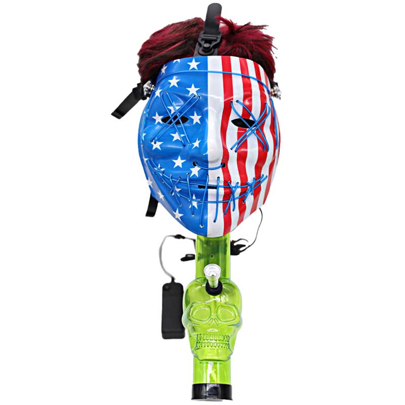 IDGAF US Flag Design LED Silicone Gas Masks with Acrylic Pipe (GM314) | Assorted Colors product image