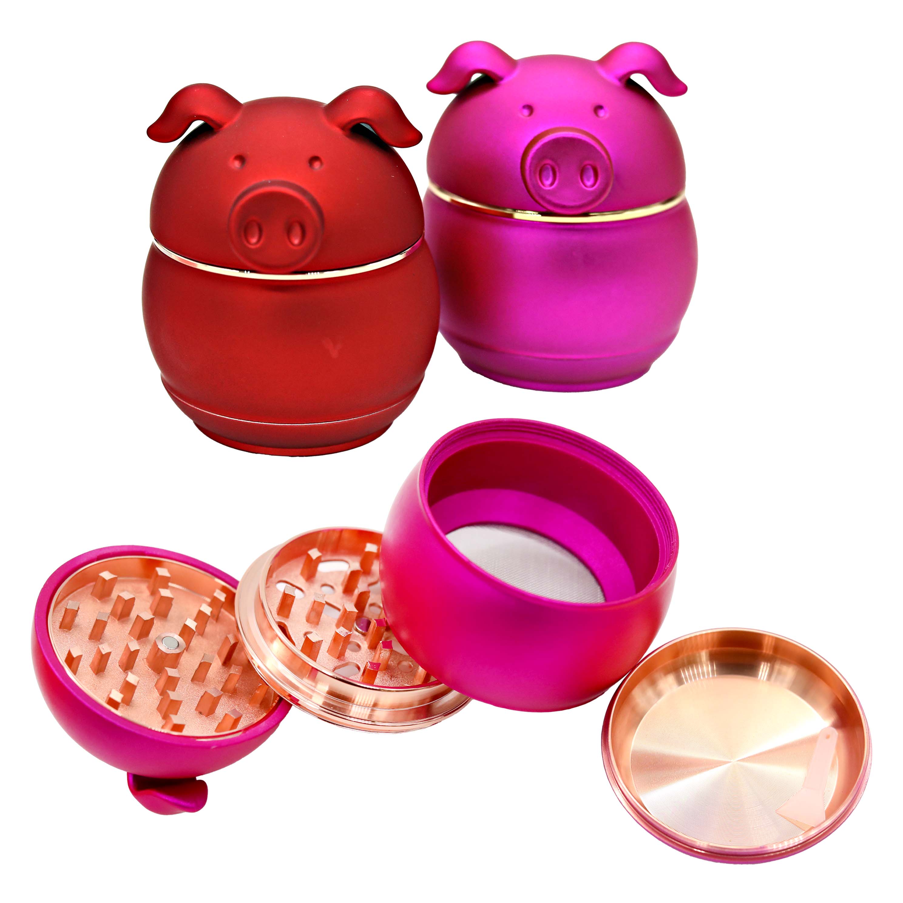 Crushers Piggy Shaped 2 Part Grinder (GR1603) | Assorted Colors product image