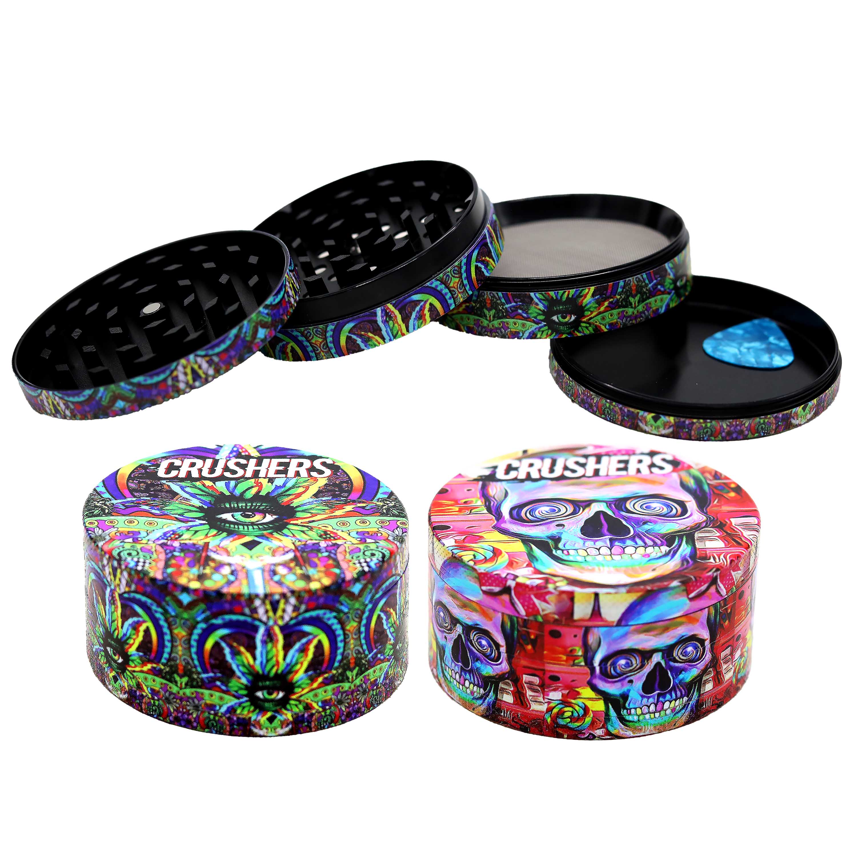 Crushers Mixed Design 4 Part Grinder (GR421) | 80mm | Assorted Colors product image