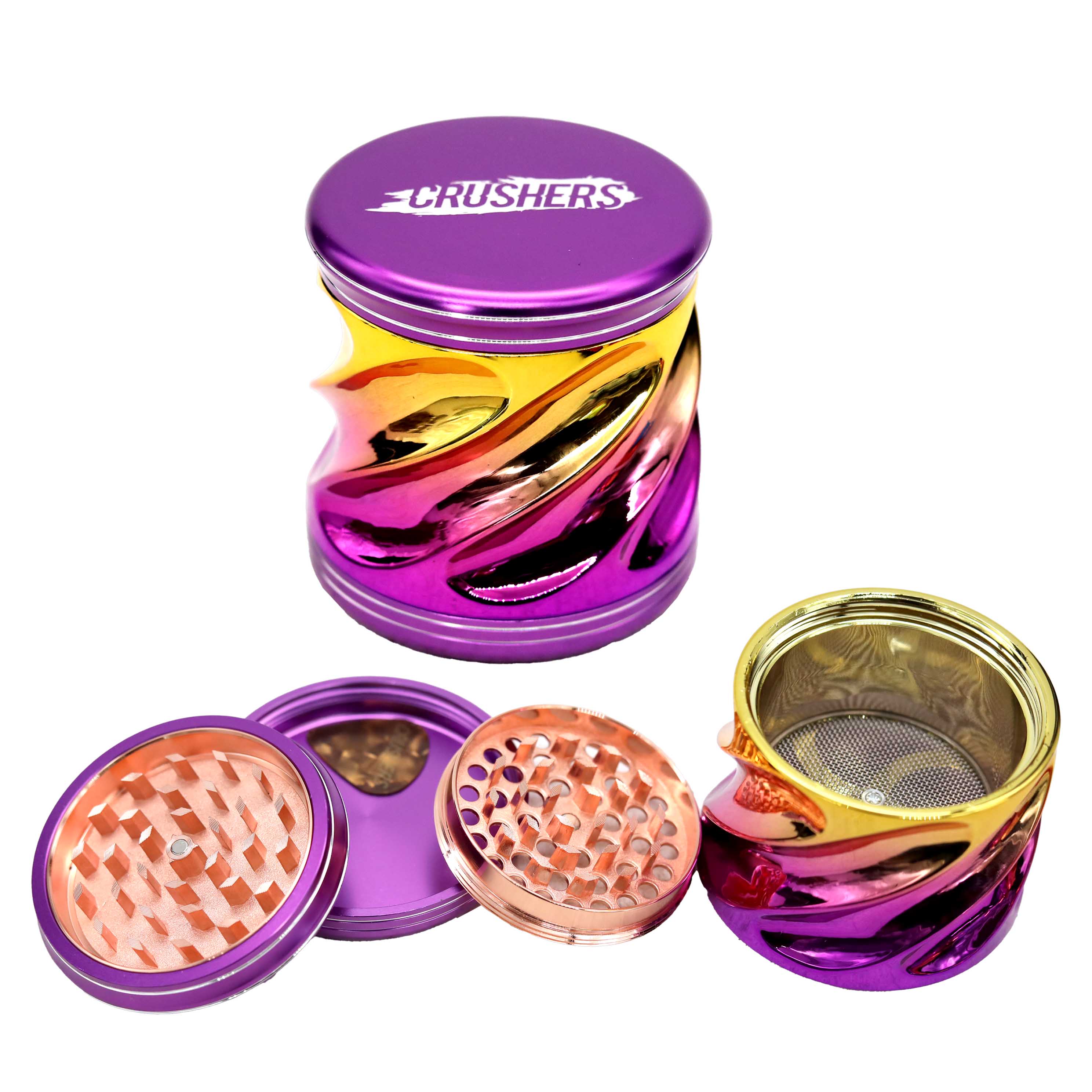 Crushers Wavy Design Double Shaded 4 Part Grinder (GR405) | 75mm | Assorted Colors product image