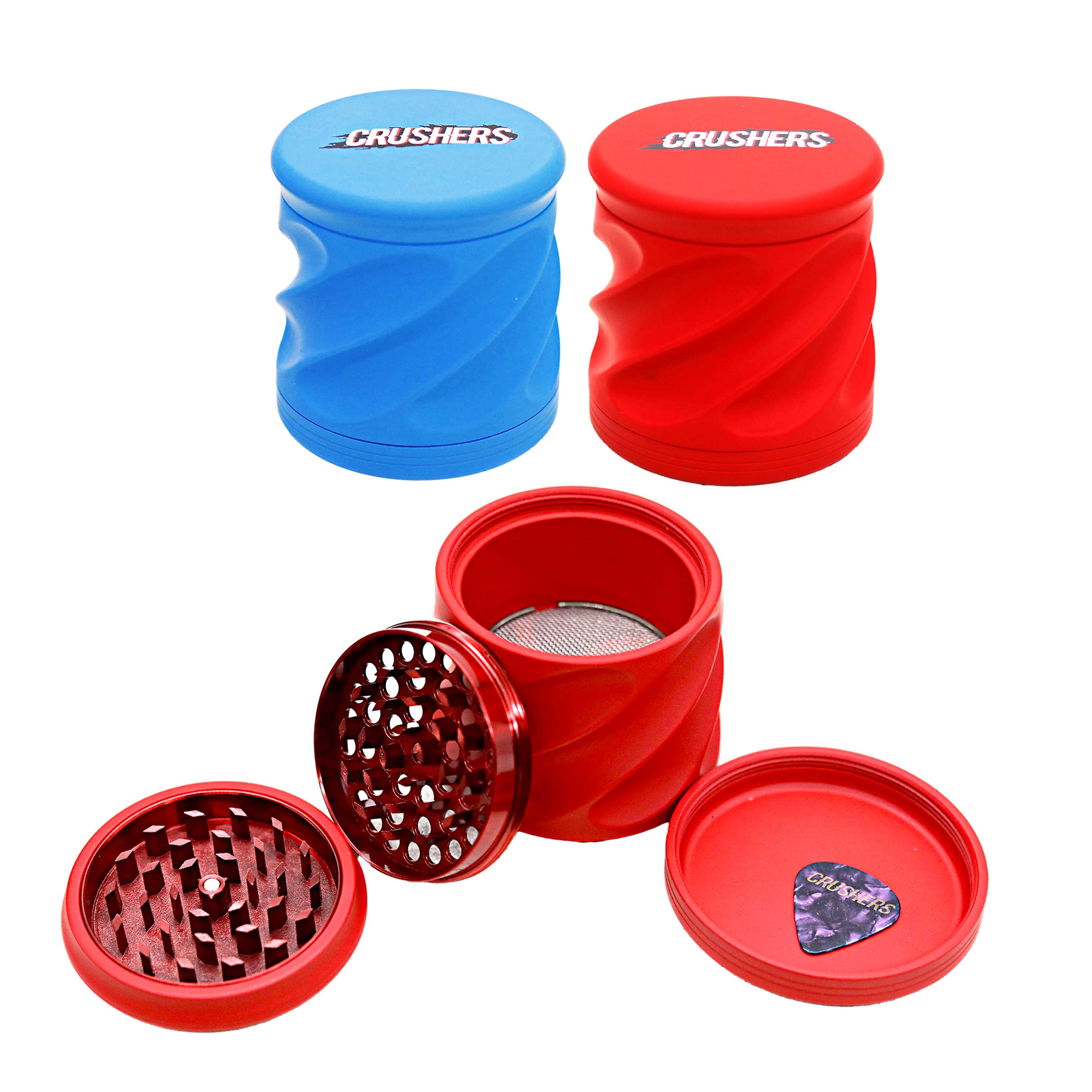 Crushers Matte Finish Wavy Design 4 Part Grinder (GR415) | 75mm | Assorted Colors product image