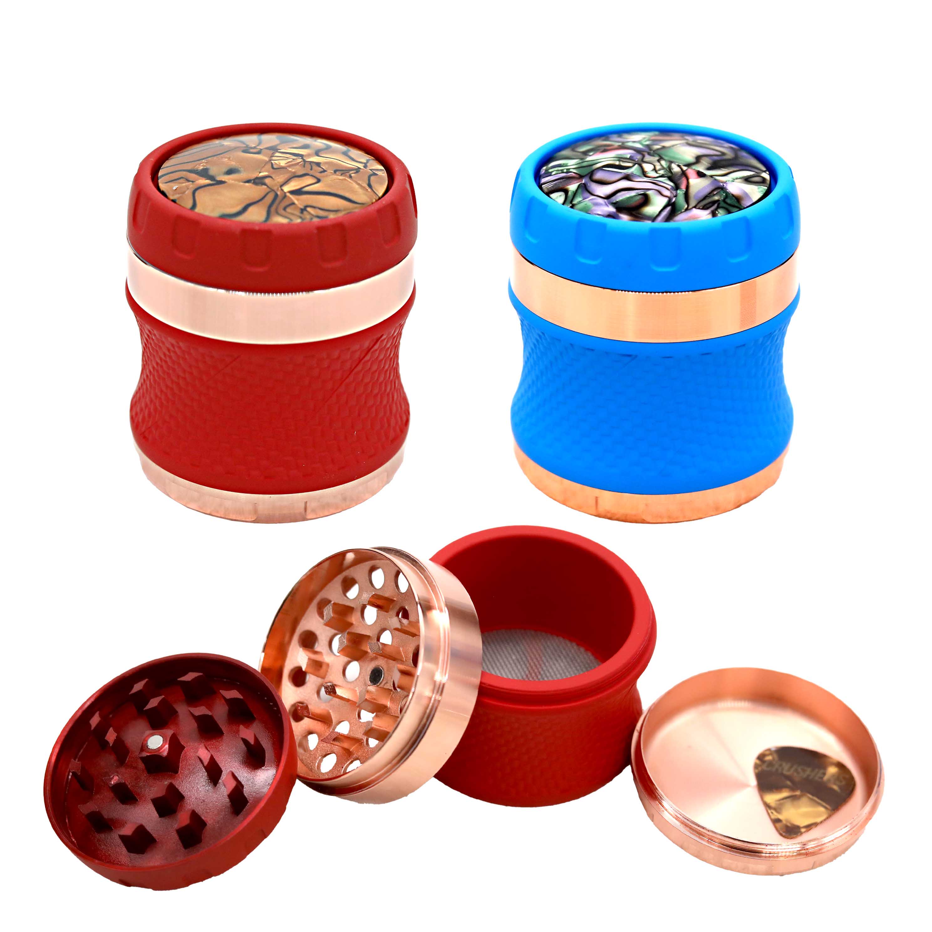 Crushers Spinning Concave Top Matt Finish 4 Part Grinder (GR423) | 55mm | Assorted Colors product image