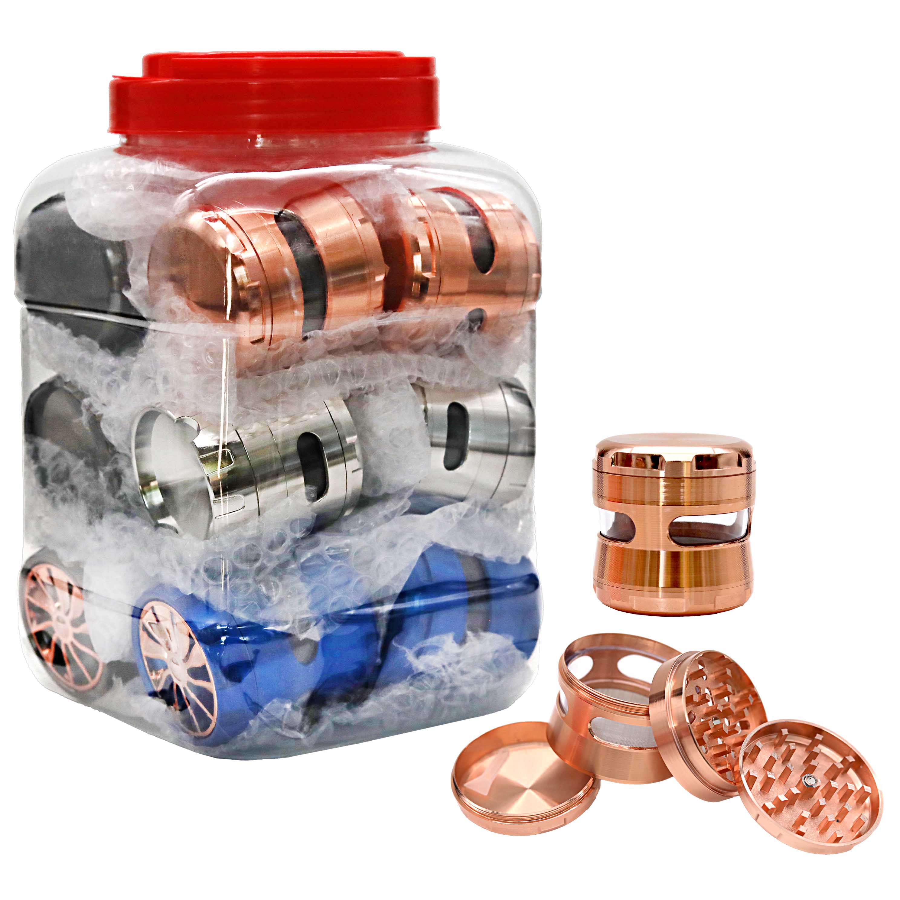  See Through Designs 4 Part Metal Grinder (GR5000) | 12 Count Jar | Assorted Colors  product image