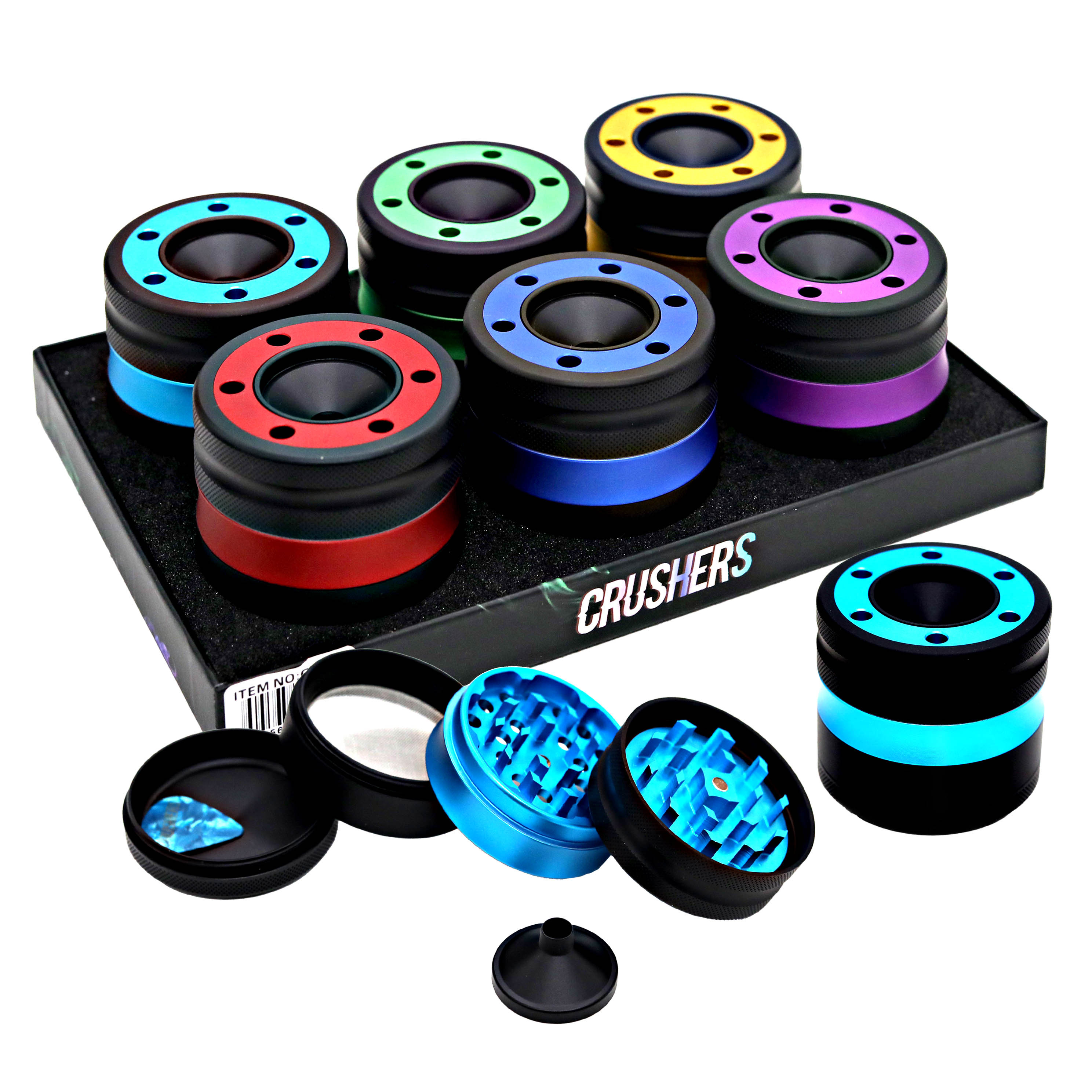 Crushers Matte Metallic Double Gold Ring 4 Part Grinder (GR512) | 63mm | Assorted Colors product image