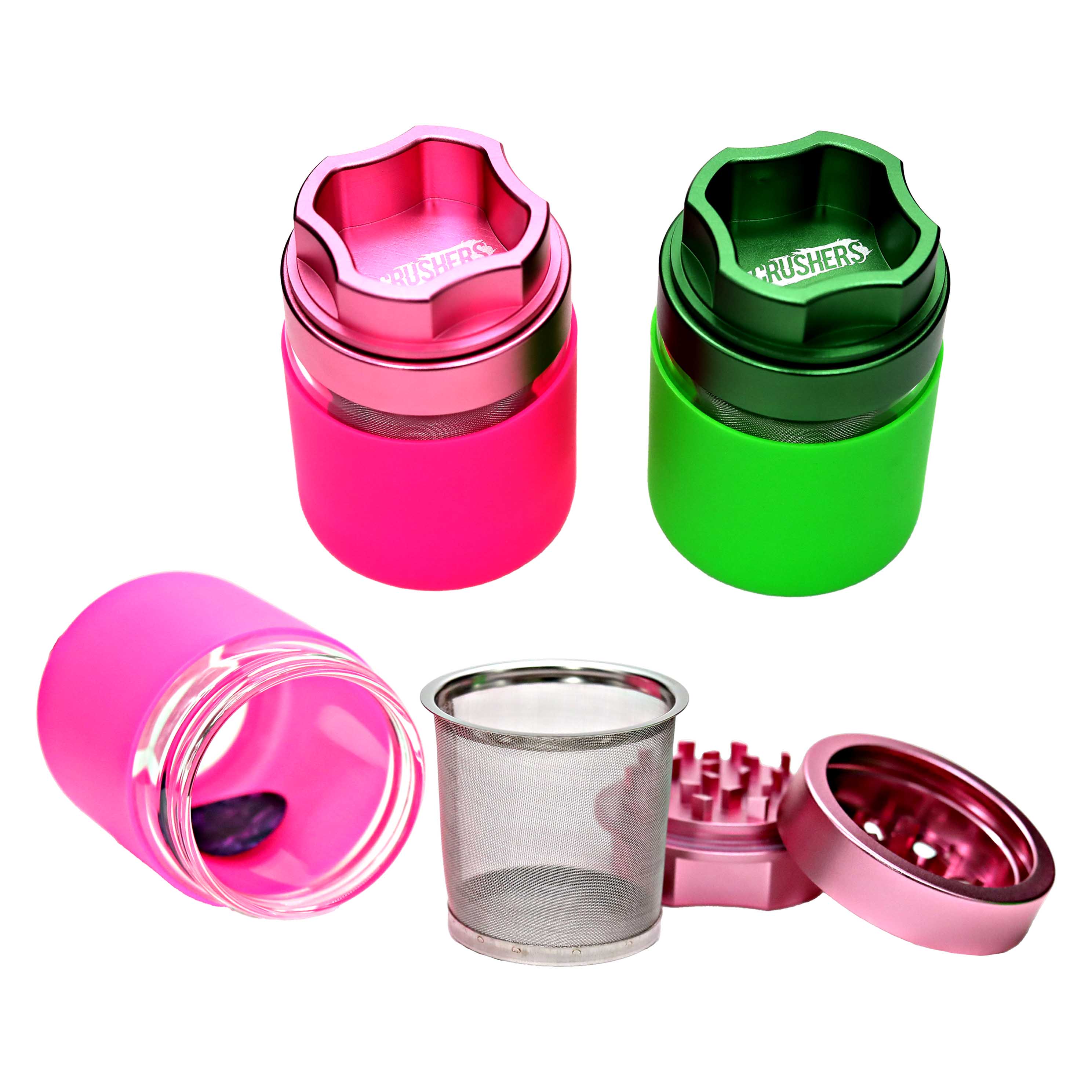 Crushers Metallic Top With Rubberized Body Bottle Shaped 3 Part Grinder (GR521) | 55mm | Assorted Colors - image 2 of 2