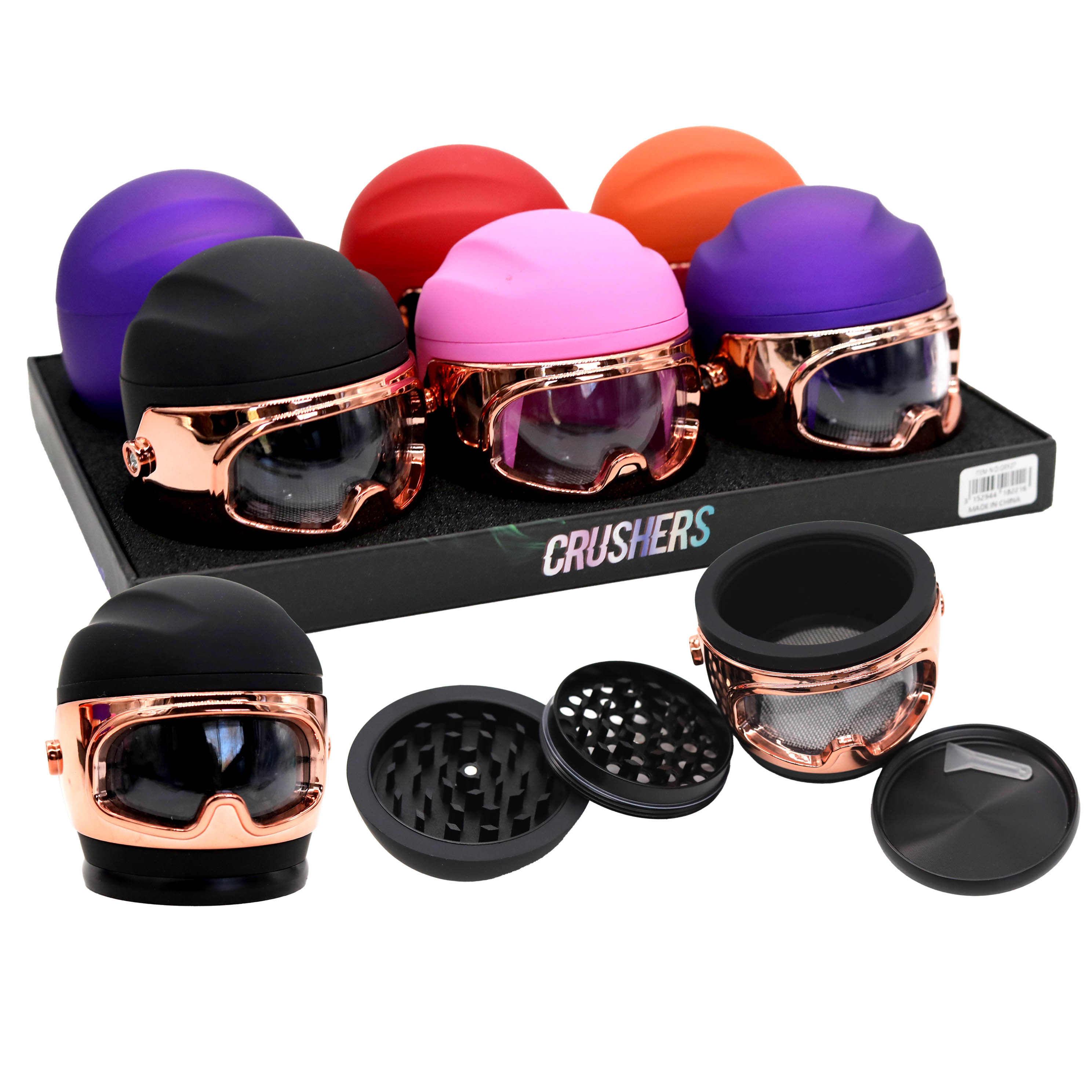 Crushers Helmet 3 Part Grinder (GR927) | 75mm | Assorted Colors product image
