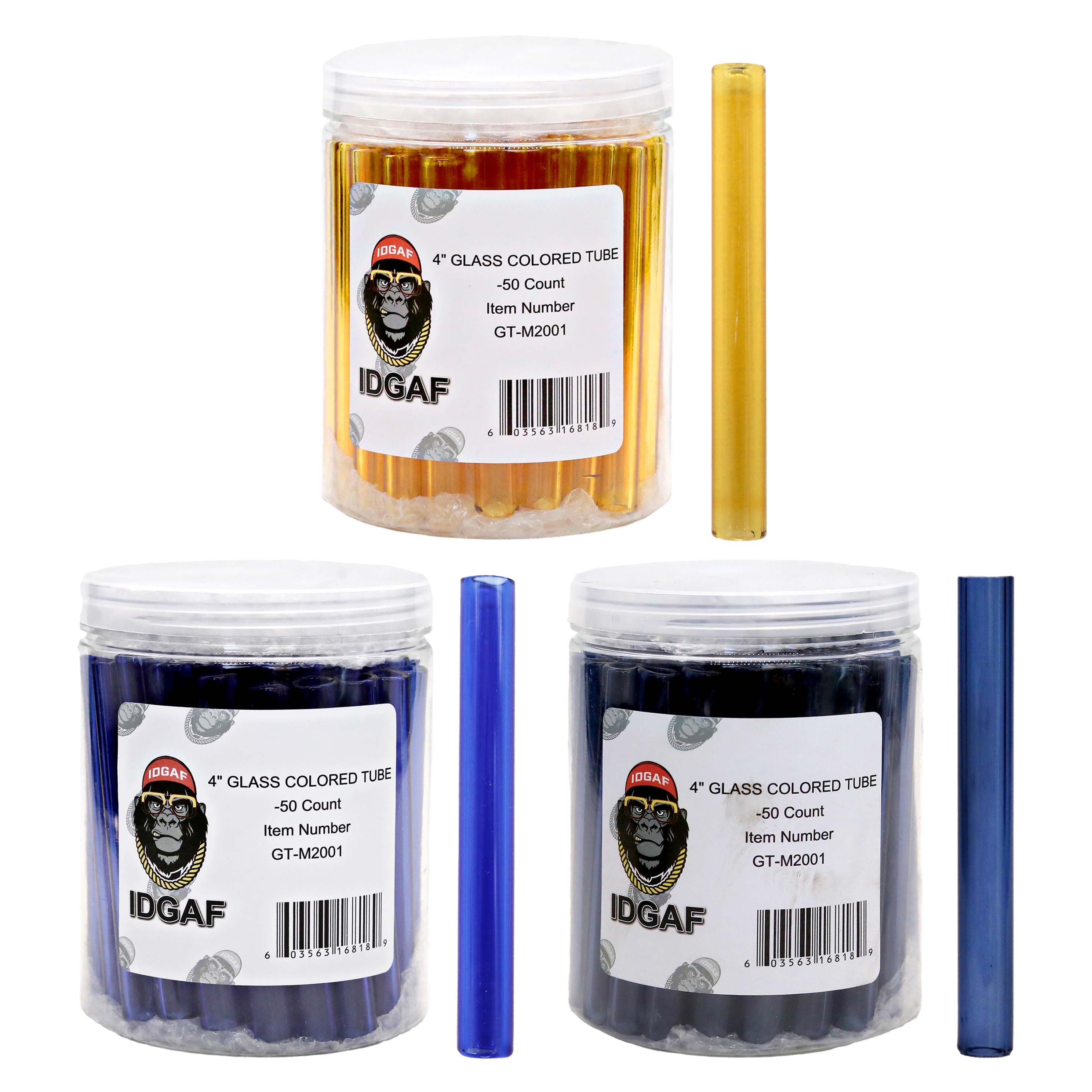 IDGAF Black Glass Tube (GT-M2001) | 14mm | 4 inch | 50 Count Display product image