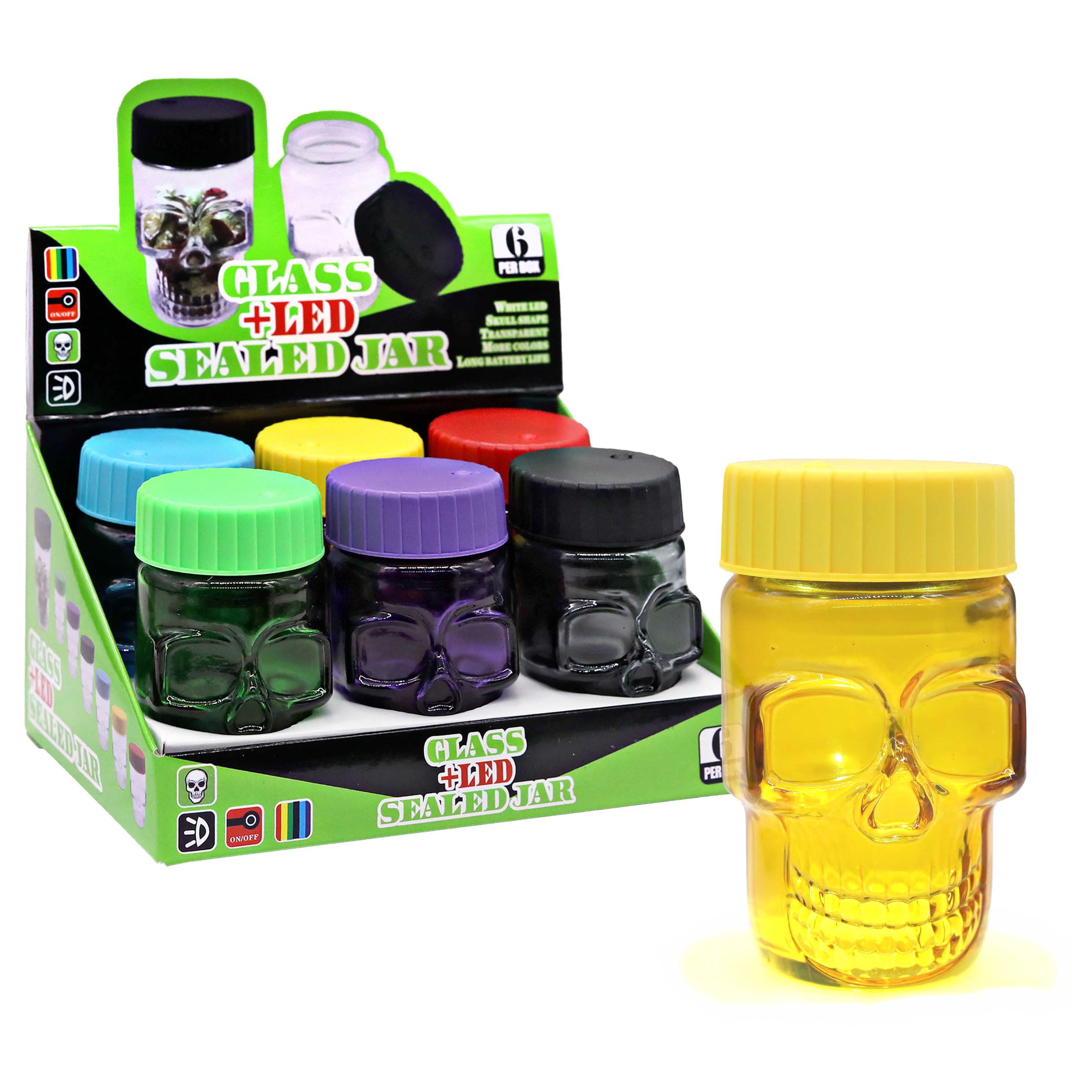 Luminious Skull LED Jar | 6 Count Display | Assorted Colors product image