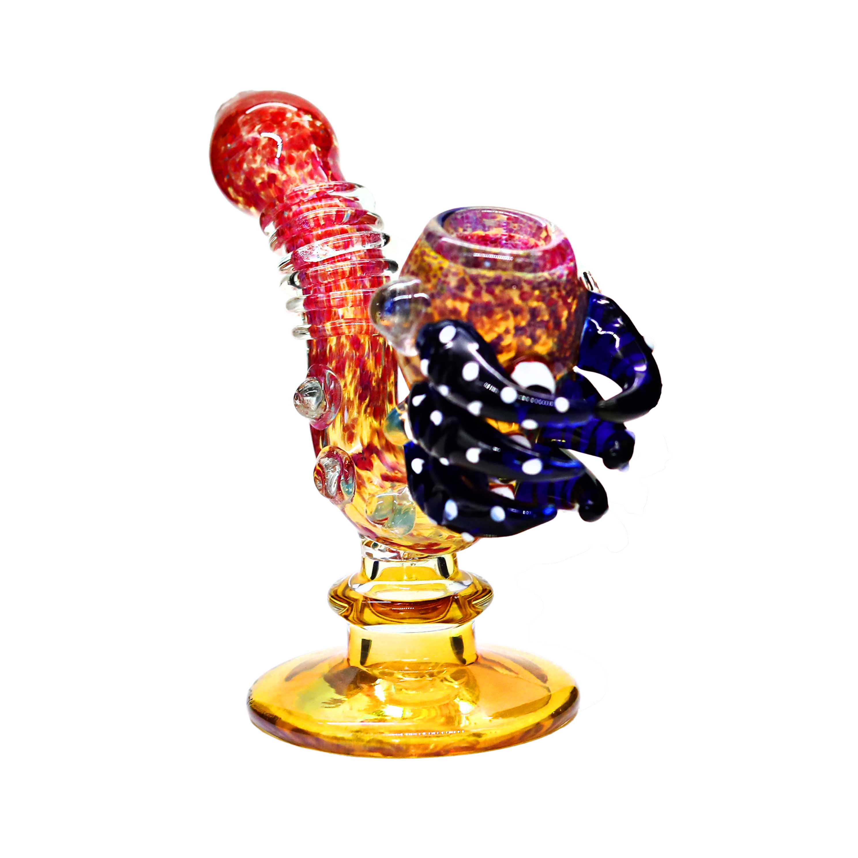 Gold Fumed One Eyed Monster With Tentacles Fancy Bubbler | 6 inch | Assorted Colors product image
