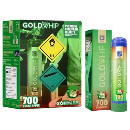 Gold Whip Nitrous Oxide Catering Gas Tanks (Gold Edition Maxi ) | 700 Grams | 6 Count Display | Original product image