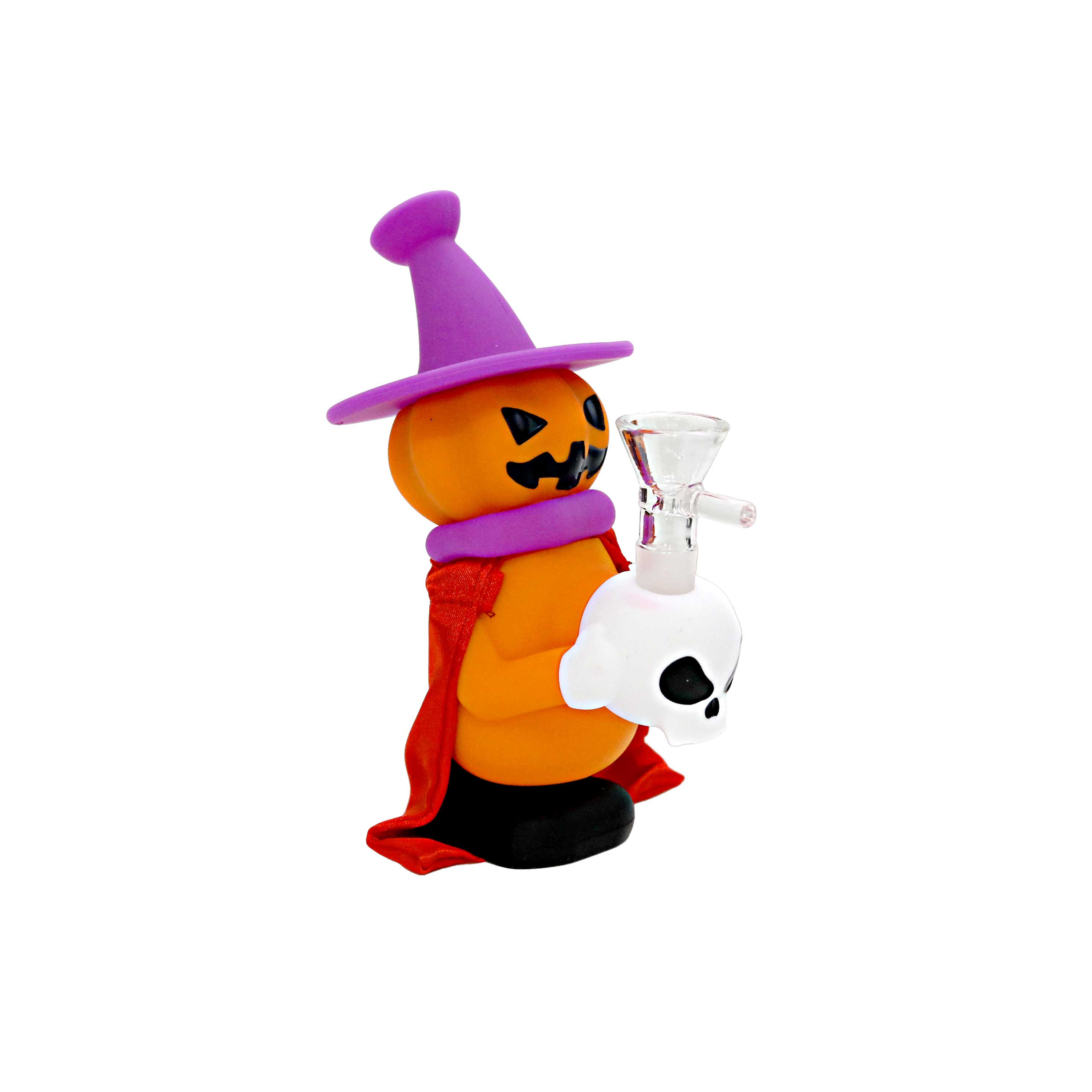 Halloween Pumpkin Wizard Silicone Waterpipe (H246) | 7 inch | Assorted Colors product image