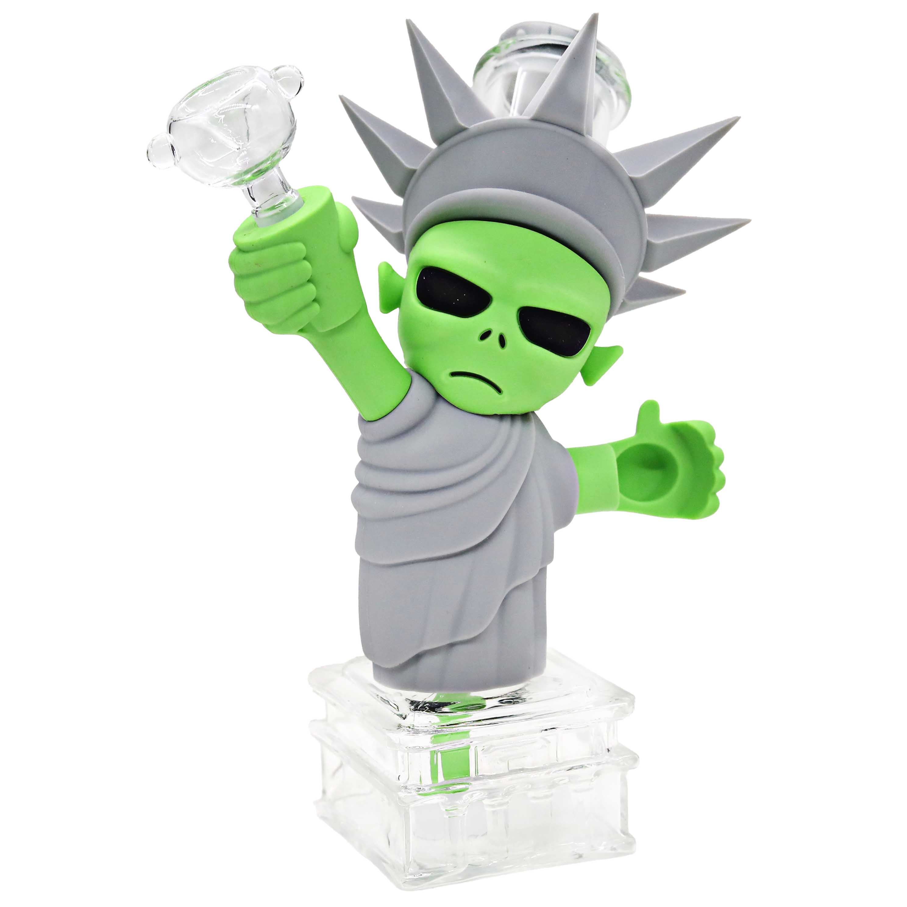 Liberty Alien Silicone And Glass Waterpipe (H334) | 9 inch | Assorted Colors product image