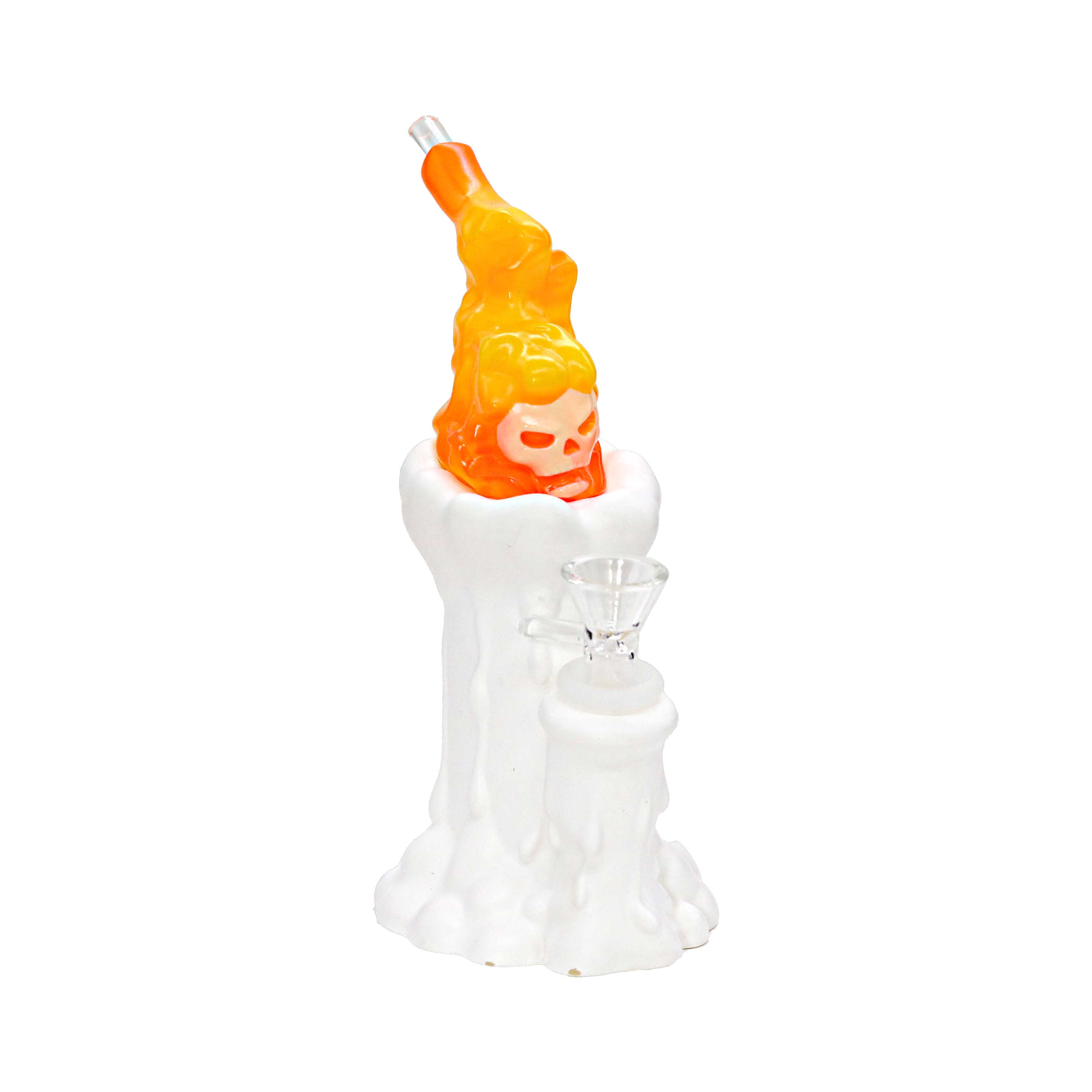 Skull Head Dripping Candle Silicone Waterpipe (H384) | 8.5 inch | Assorted Colors product image