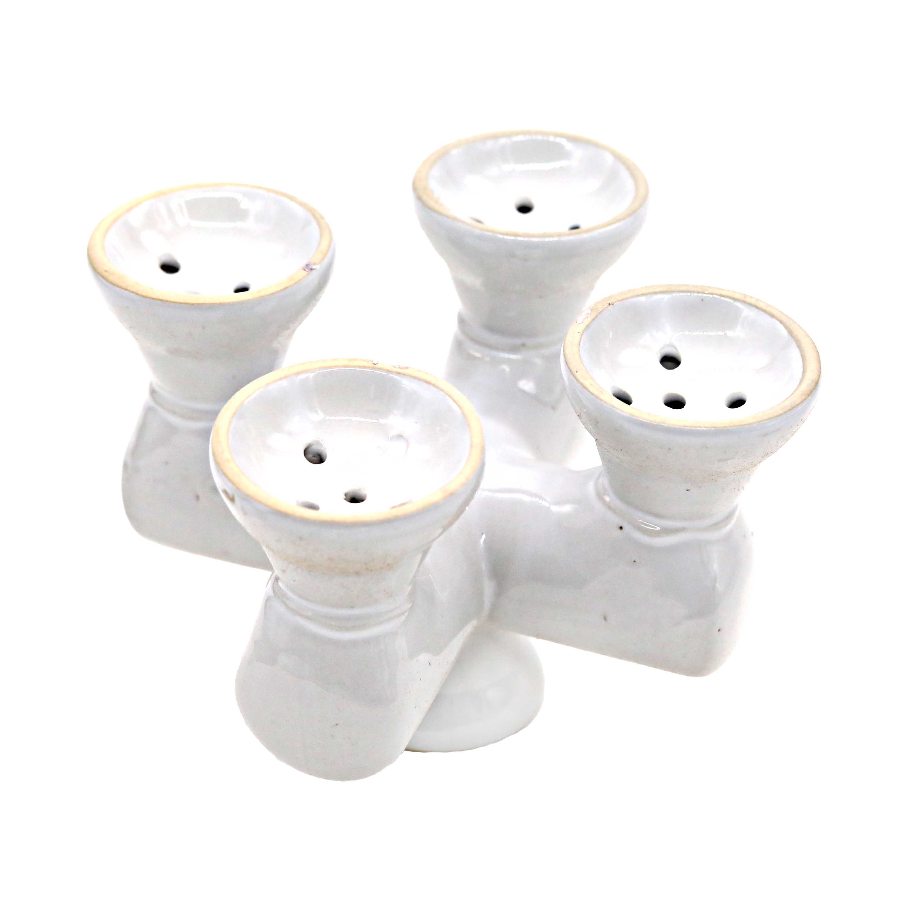 4 Headed Ceramic Charcoal Bowl (HA45W) | White product image