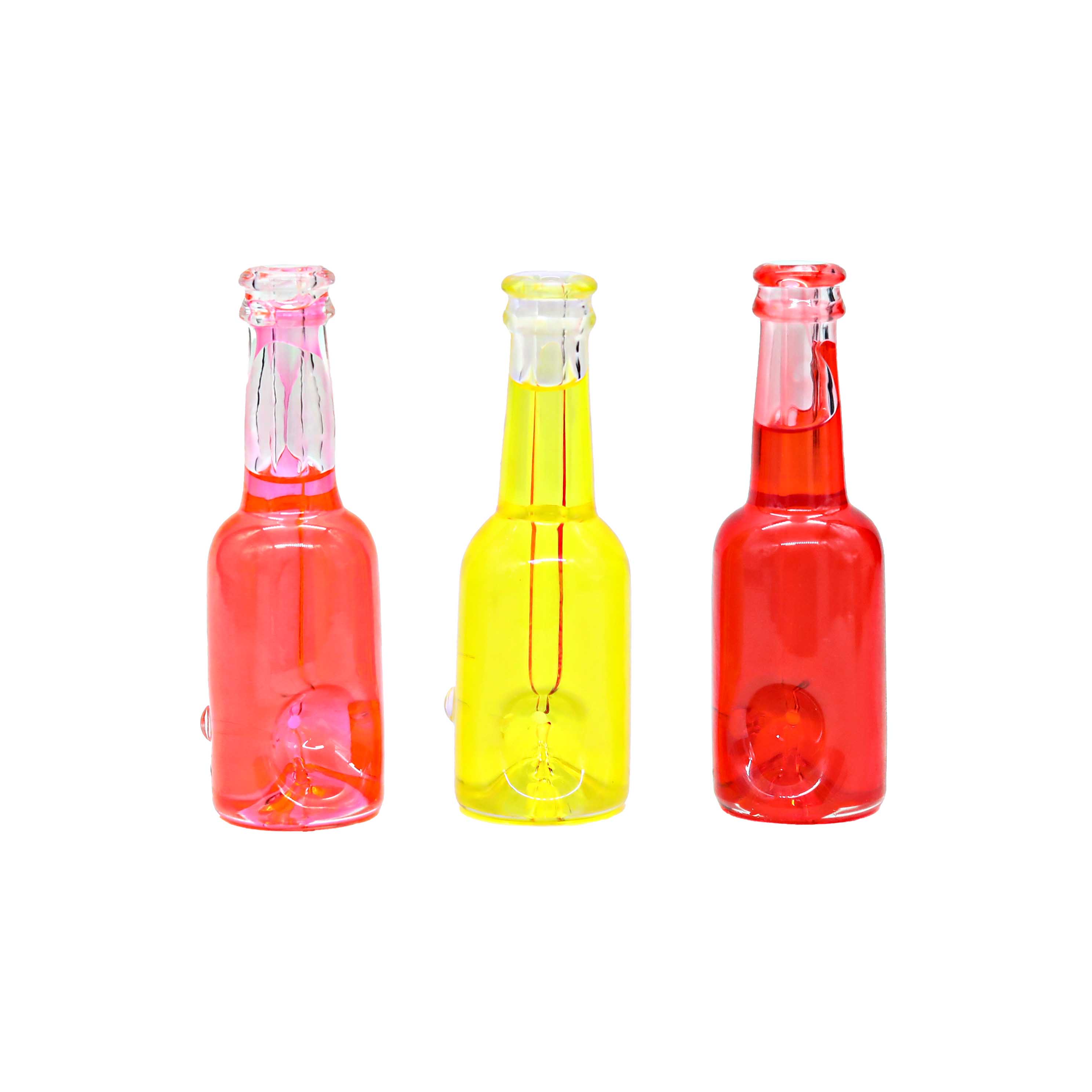 Glycerine Filled Beer Bottle Handpipe (HP1106) | 4 inch | Assorted Colors product image