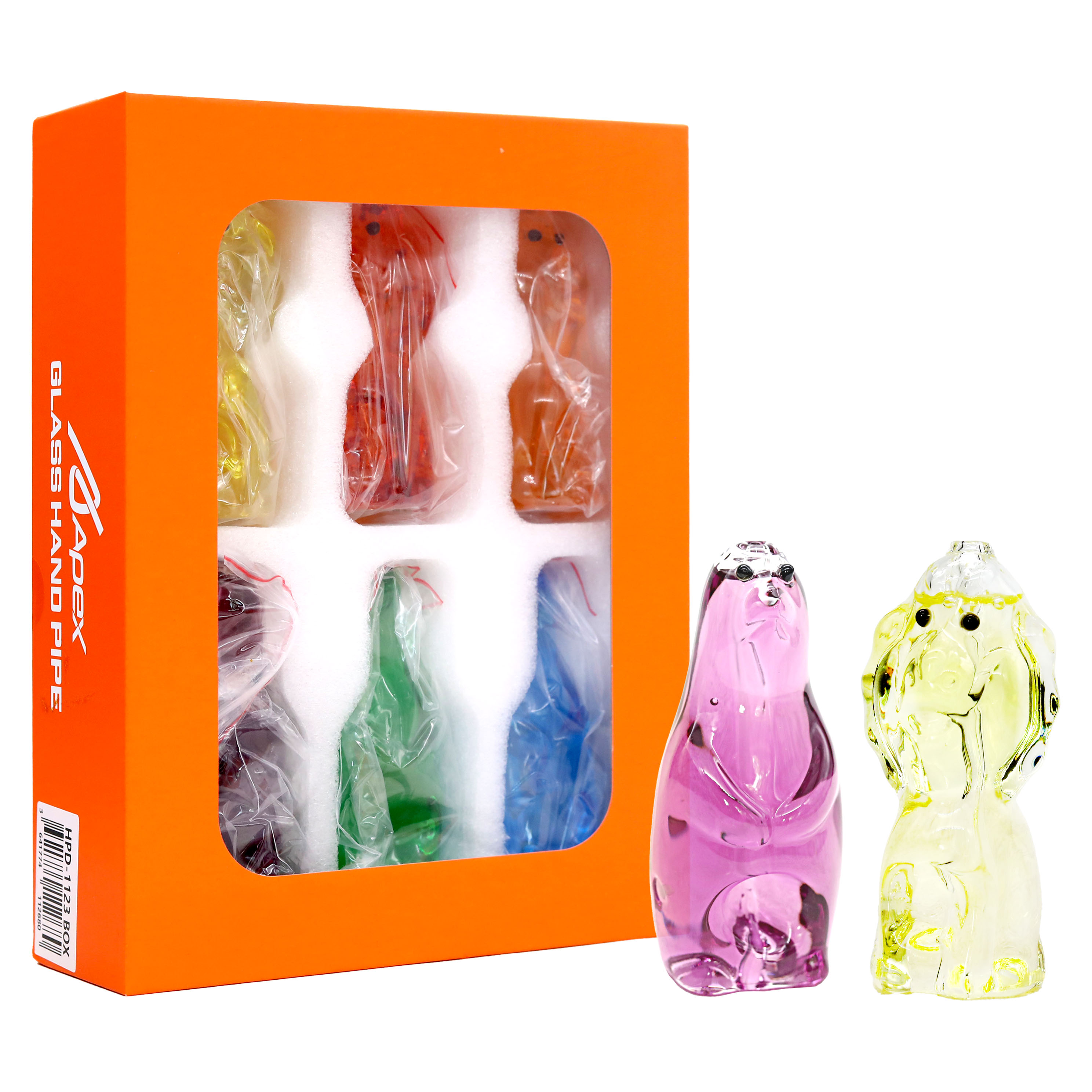 Apex Fancy Animal Design Glycerine Handpipe (HPD-1123) | 5 inch | 6 Count Display | Assorted Colors product image