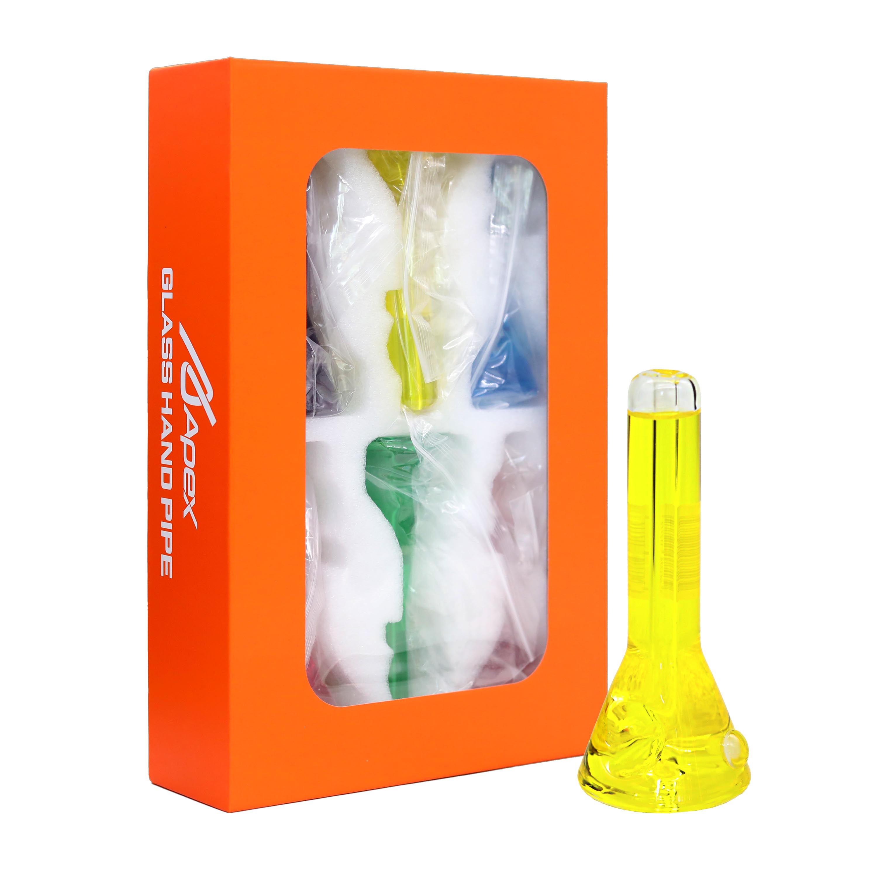Apex Beaker Shaped Fancy Glycerine Handpipe (HPD-1137) | 5 inch | 6 Count Display | Assorted Colors product image