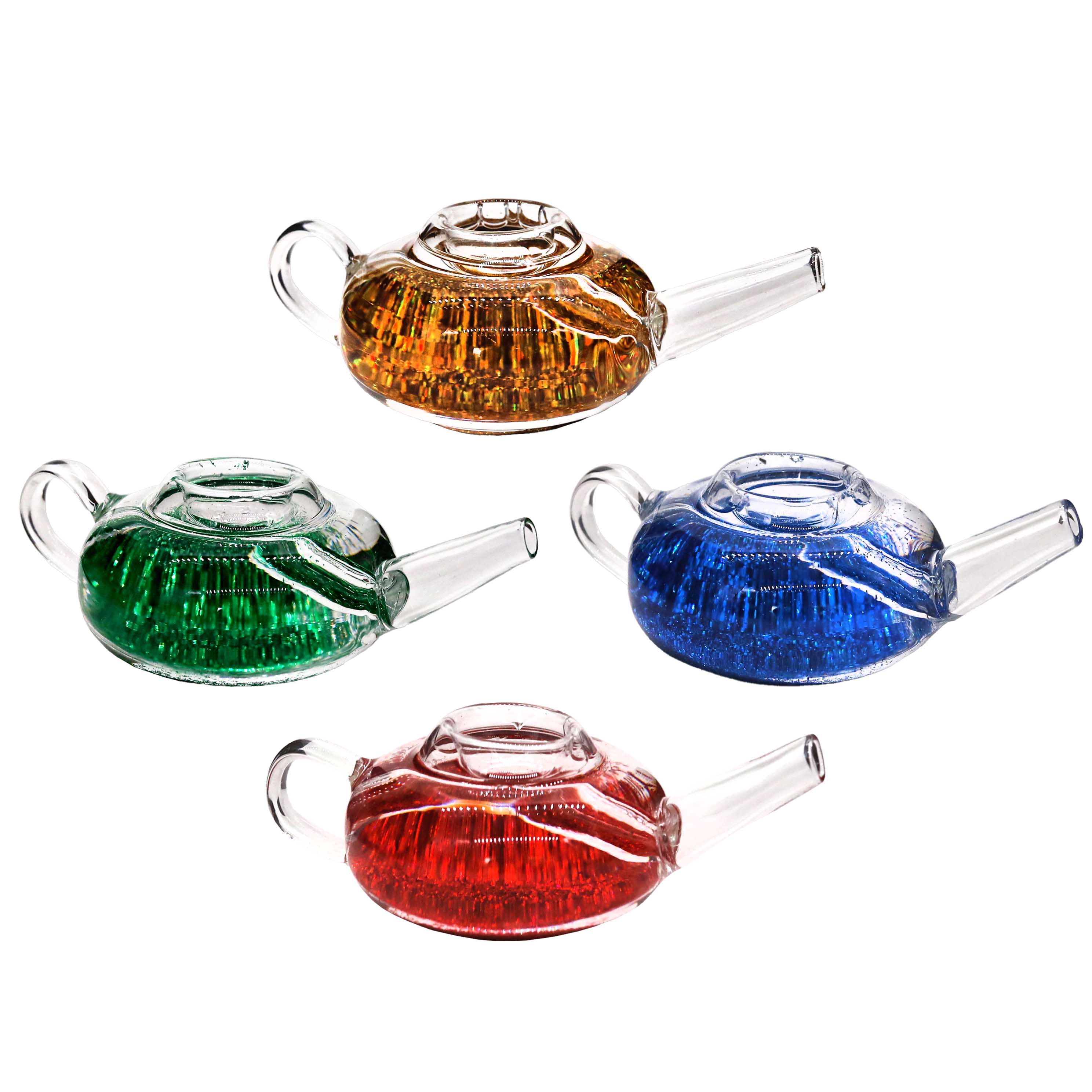 Apex Glittery Glycerine Filled Magic Lamp Shaped Handpipe (HPDF48) | 5 inch | Assorted Colors product image