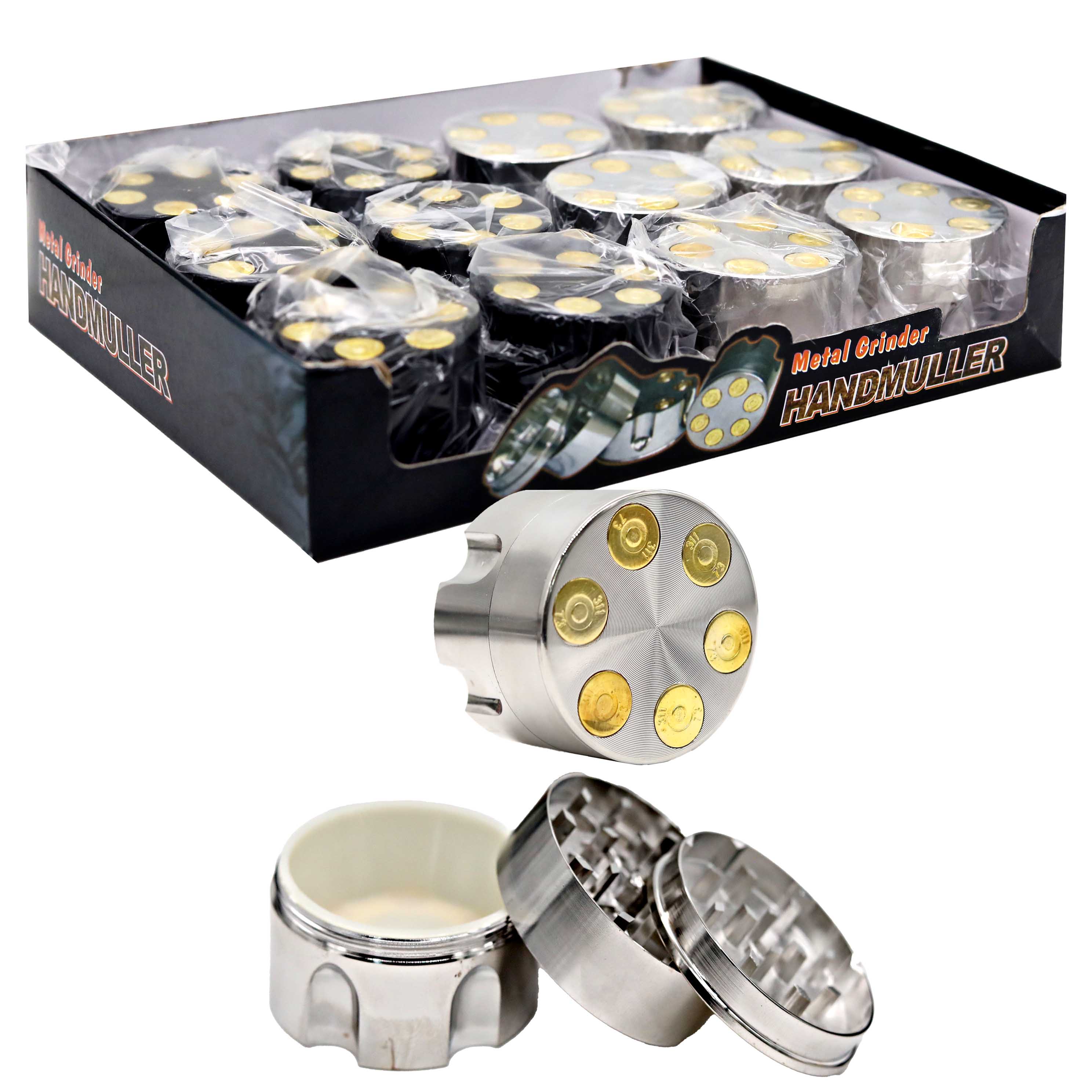 Revolver Bullet Cylinder 3 Part Grinder (HX-239-B) | 40mm product image