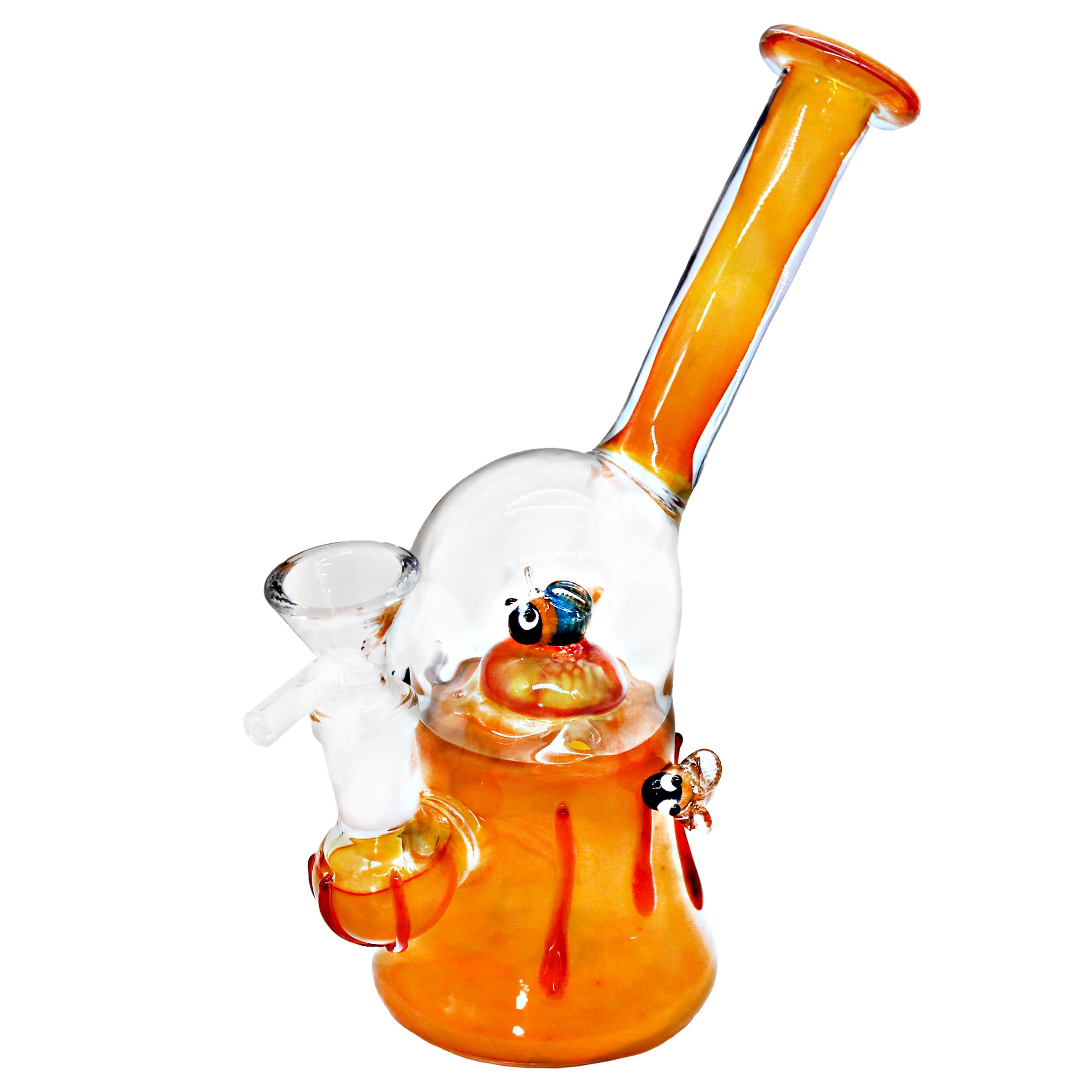 Honey Bees All Over Sucking Honey Dome Shaped Waterpipe | 9 inch | Assorted Colors product image