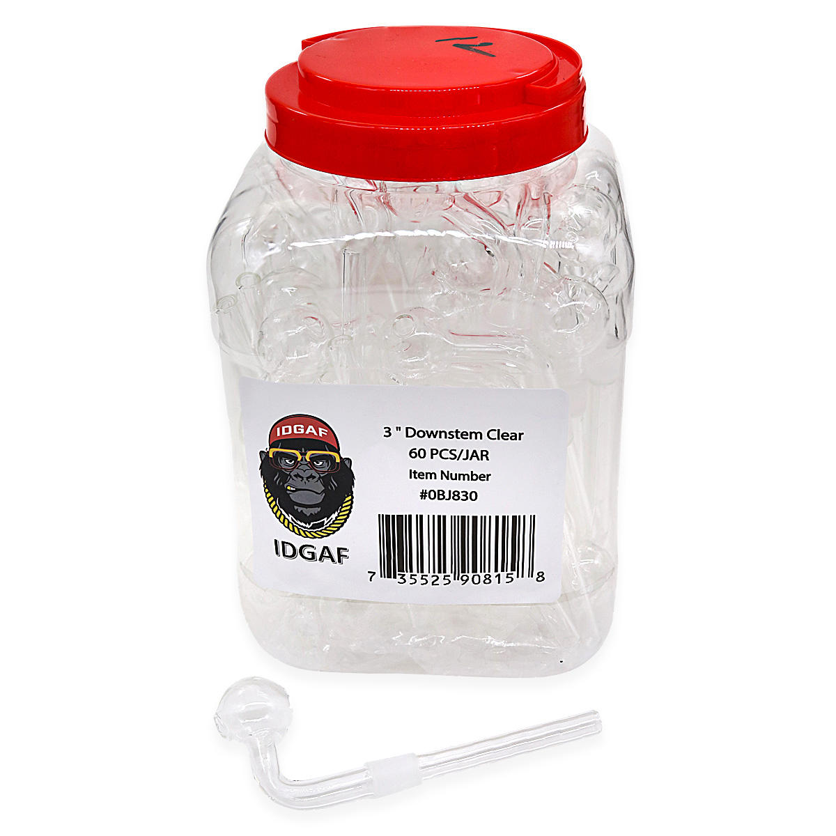 IDGAF 14mm Clear OB Downstem (OBJ830) | 3 inches | 60 Count Display product image