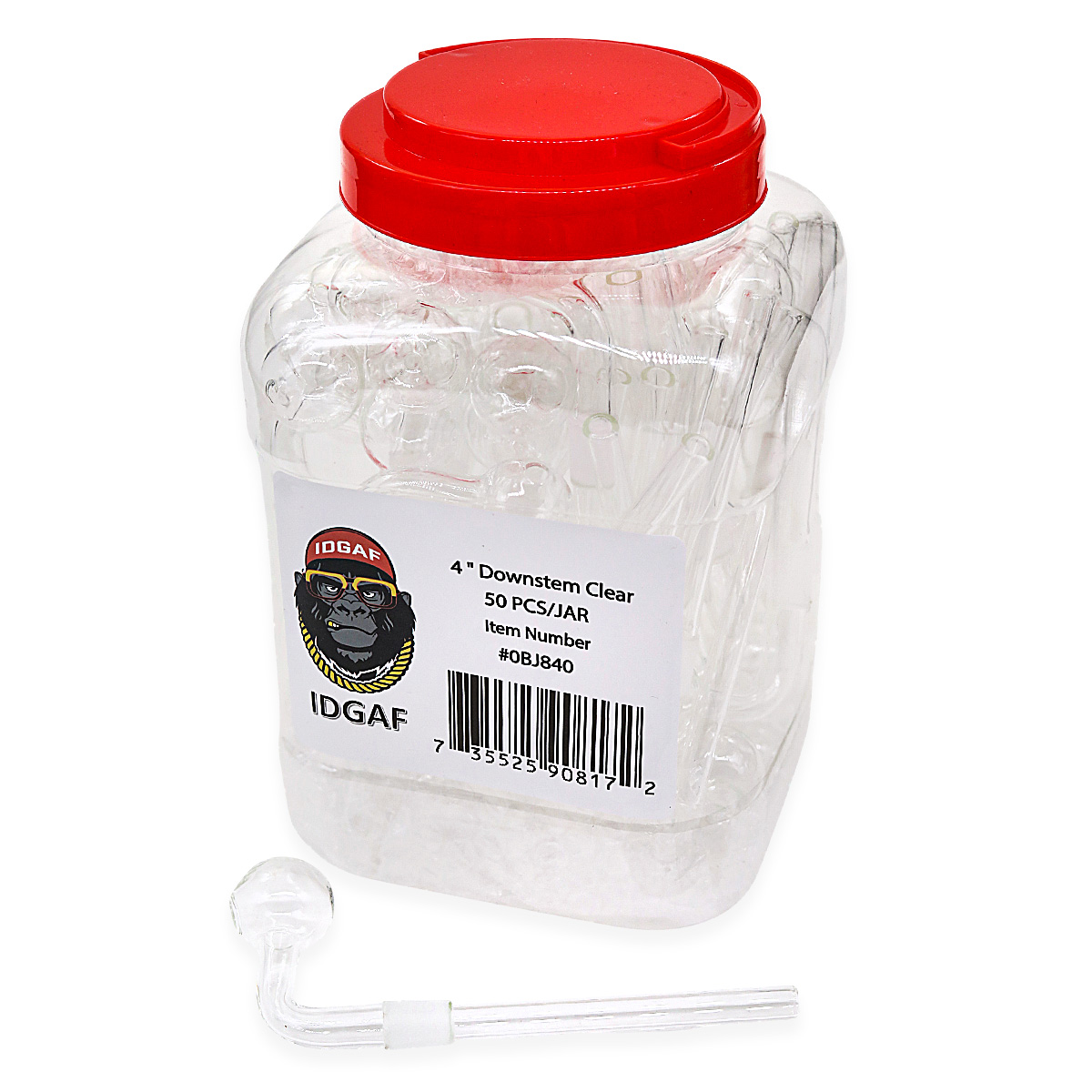 IDGAF 14mm Clear OB Downstem (OBJ840) | 4 inches | 50 Count Display product image