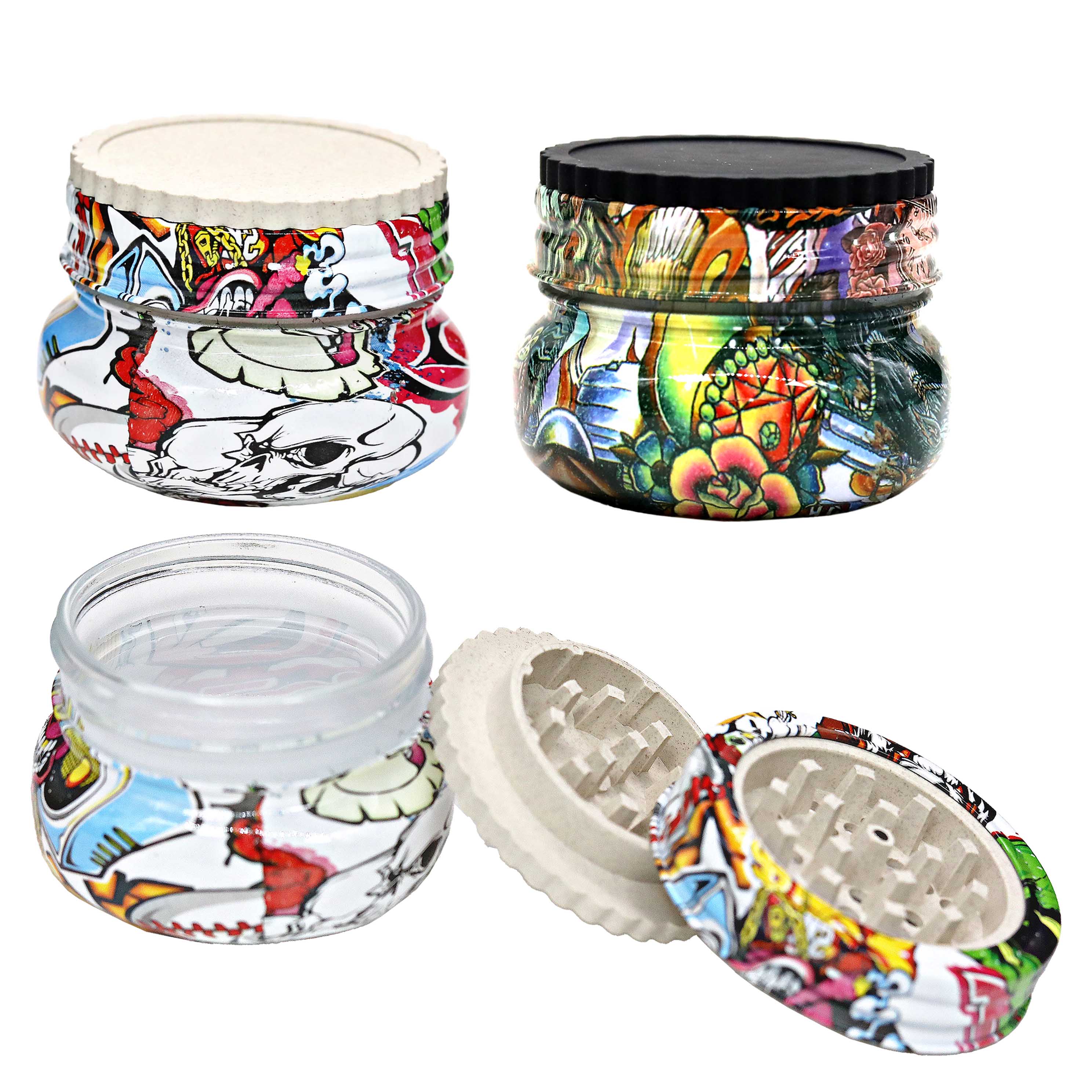 Hall Of Weed Stash Jar And Grinder Set (JAR001) | 150ml | Assorted Designs - image 1 of 2