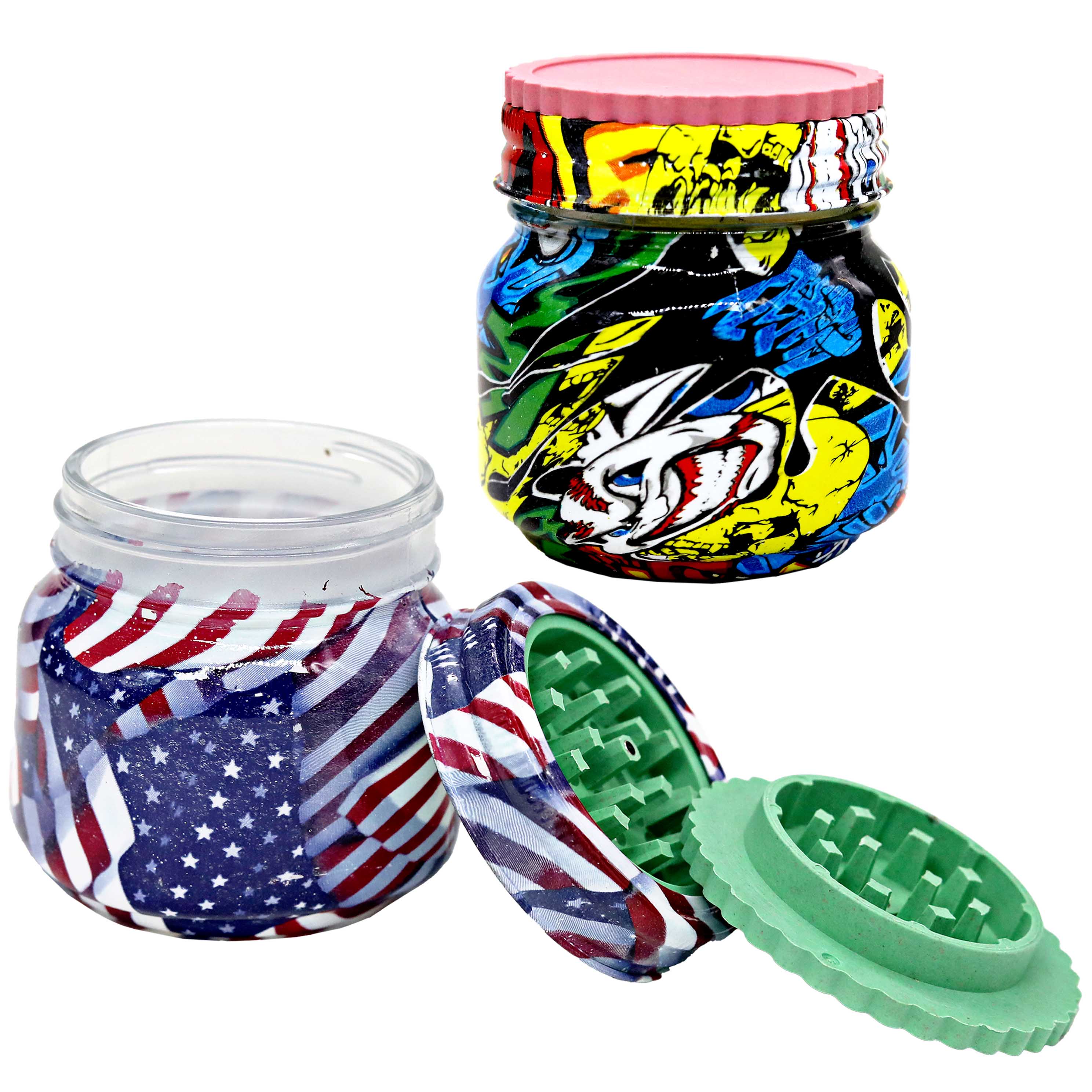 Hall Of Weed Stash Jar And Grinder Set (JAR002) | 250ml | Assorted Designs - image 1 of 2
