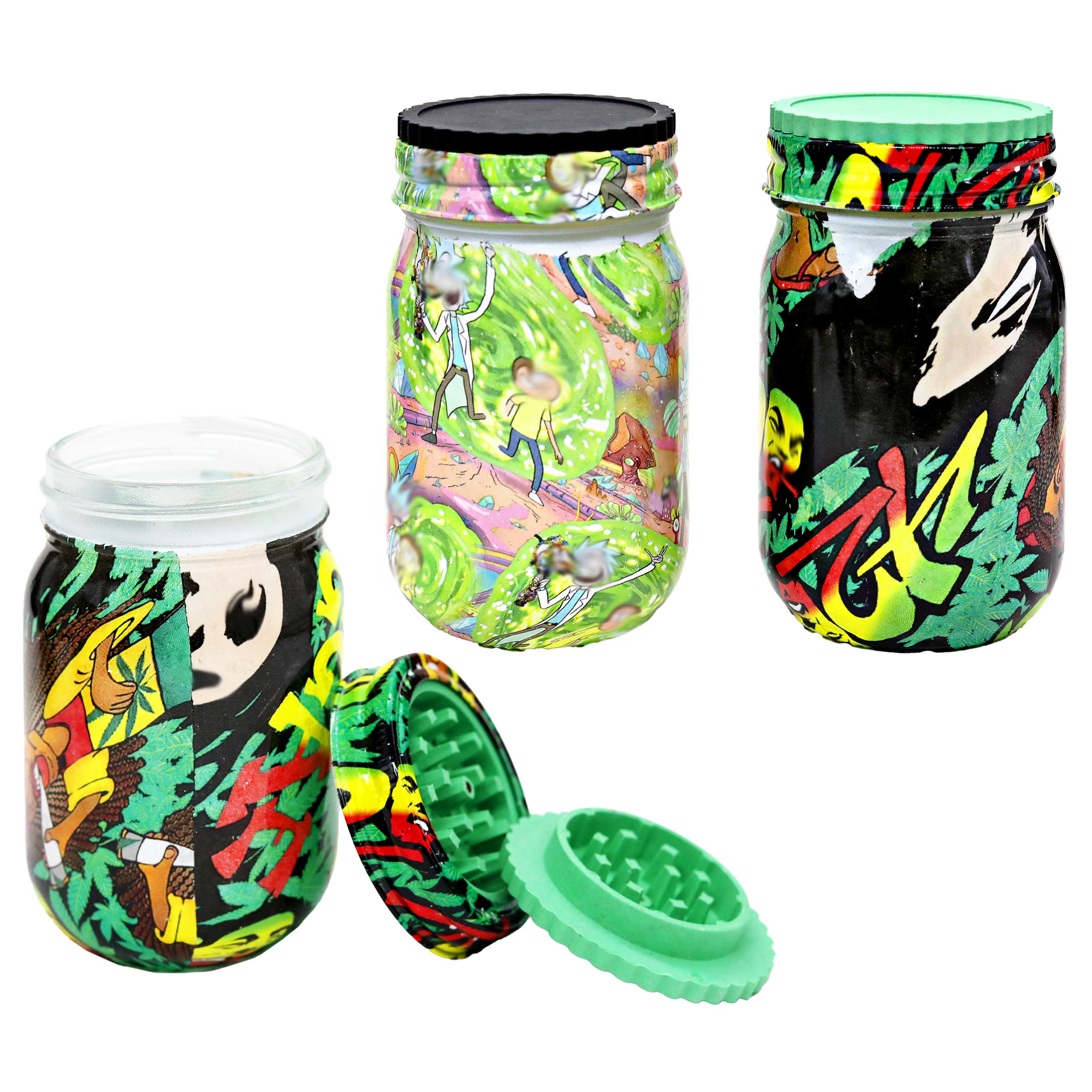 Hall Of Weed Stash Jar And Grinder Set (JAR004) | 380ml | Assorted Designs - image 1 of 2