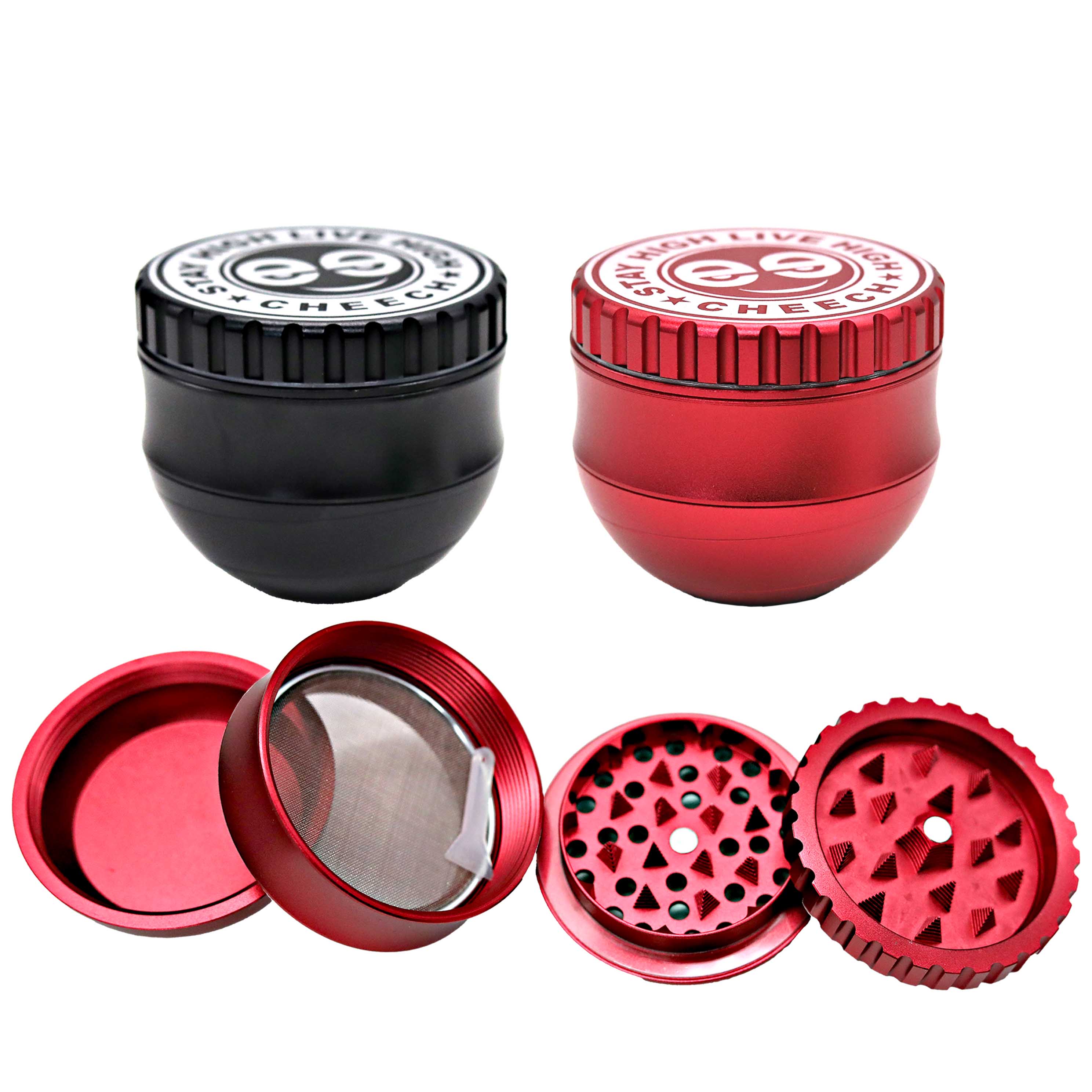 Cheech Matte Metallic Cup Shaped 4 Part Grinder (JC23007) | Assorted Colors product image