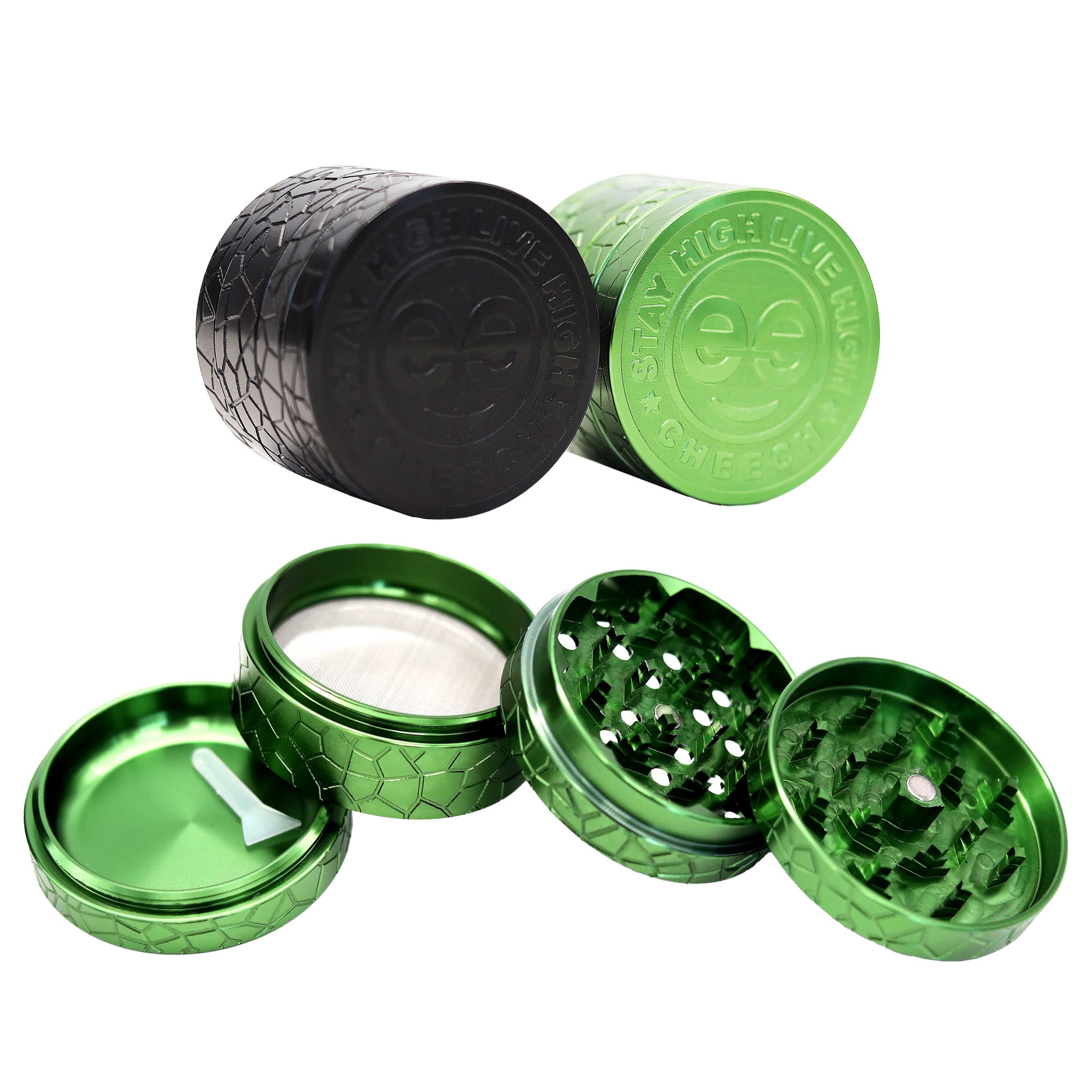 Cheech Broken Metallic Look 4 Part Grinder (JC9057) | 63mm | Assorted Colors product image